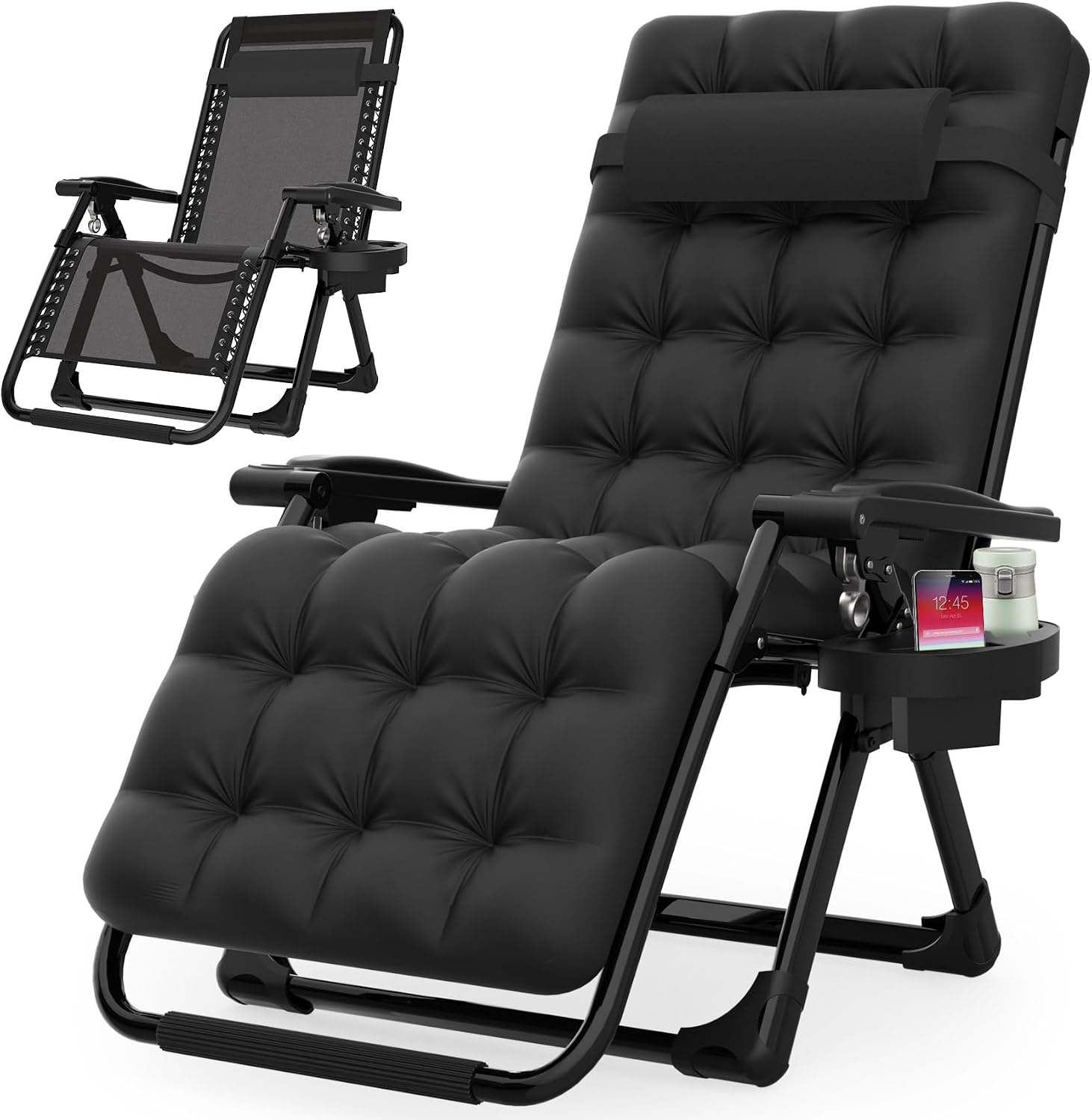 Suteck DDLZLTY-Black Zero-Gravity Reclining Chair, 26-Inch Folding