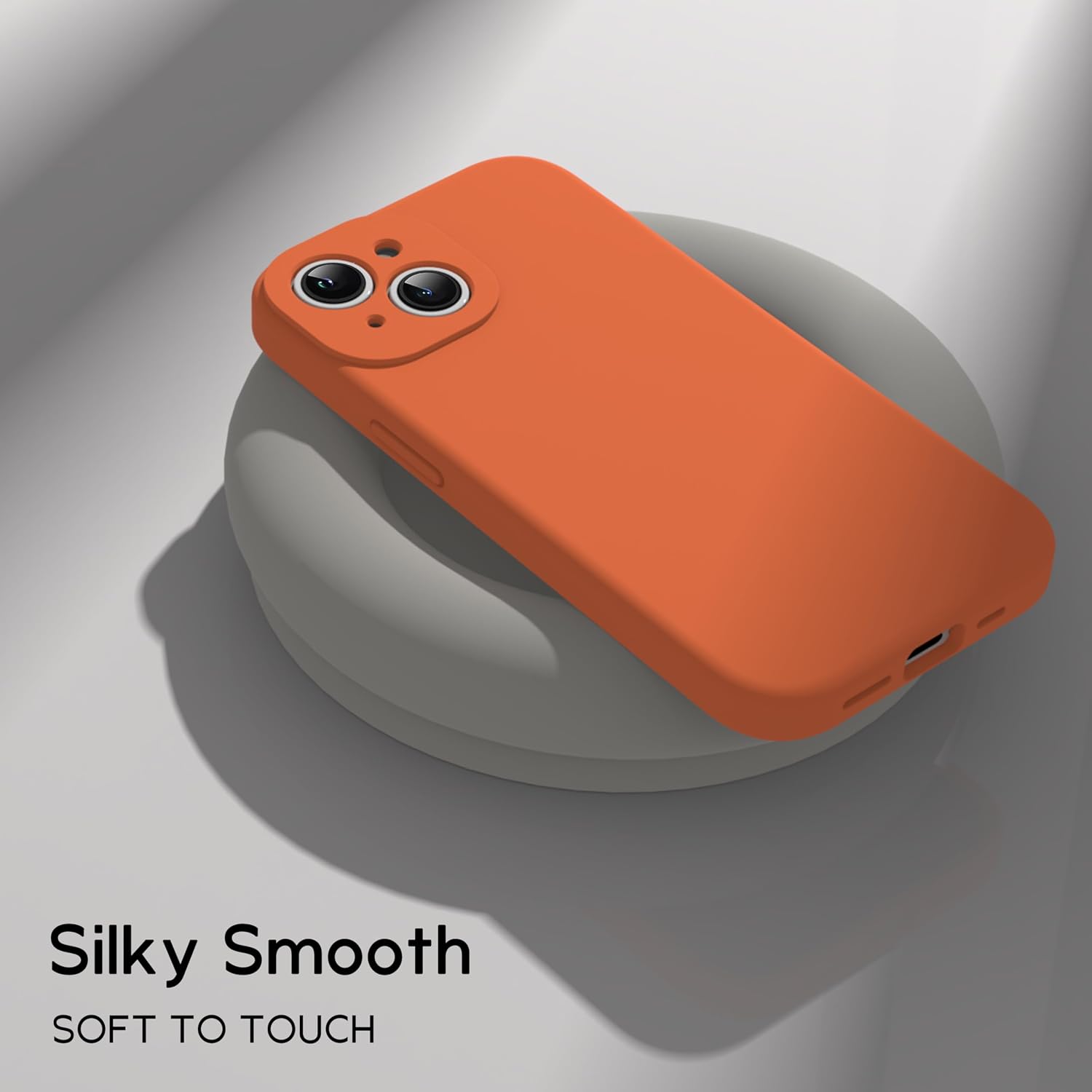 Thumbnail 6 de INGIDO Gelborange Hülle für iPhone 15 – Flüssigsilikon mit erweitertem Kameraschutz und Soft-Mikrofaserfutter