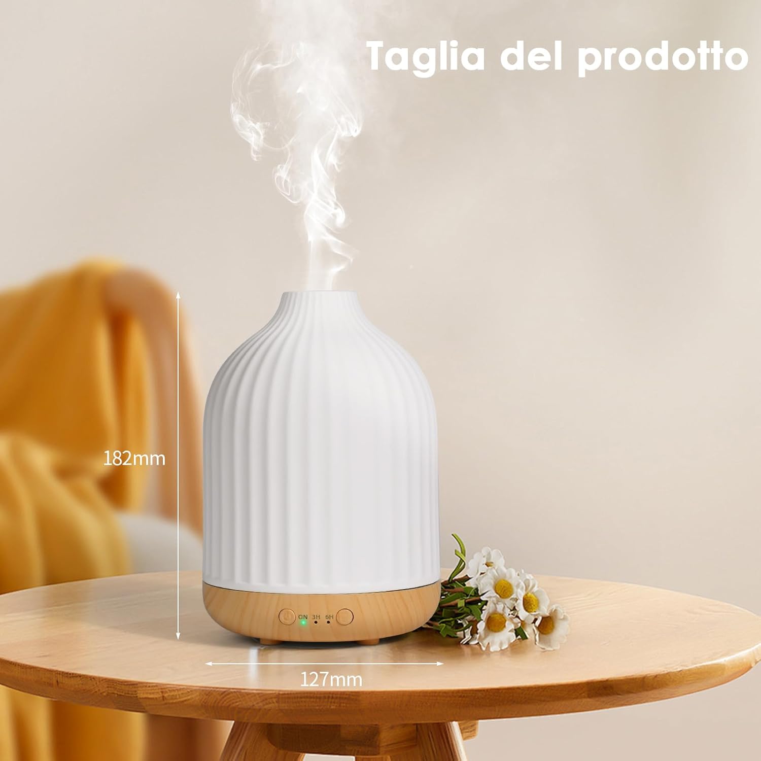 Thumbnail 5 de Vankarr 250 ml diffusore a ultrasuoni per oli essenziali con luce LED (bianco) – 250 ML