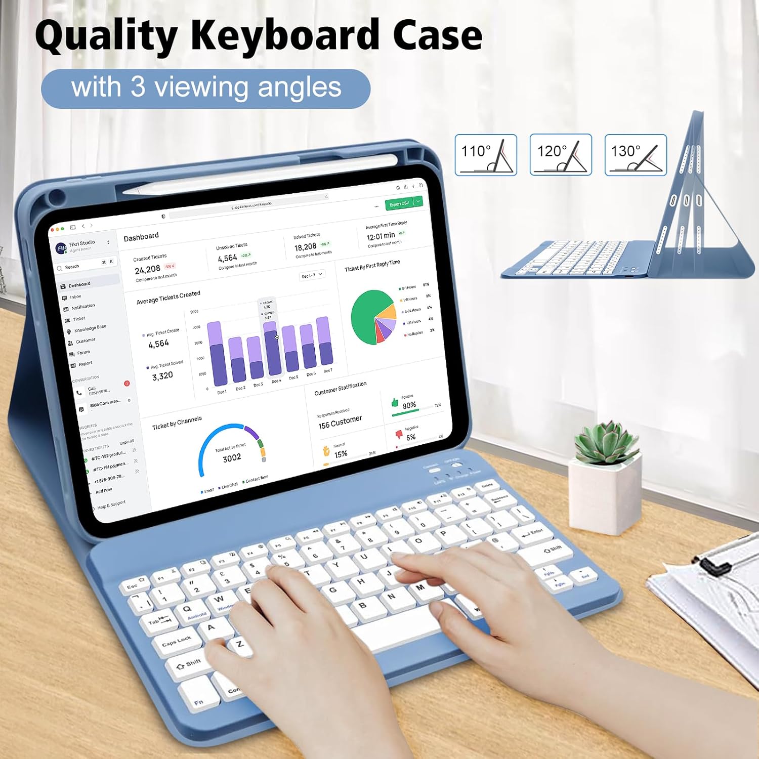 Thumbnail 5 de AGARELE Keyboard Case for iPad A16 (11th Gen, 2025) & iPad 10th Gen (2022) – Detachable UK Bluetooth Keyboard, Blue