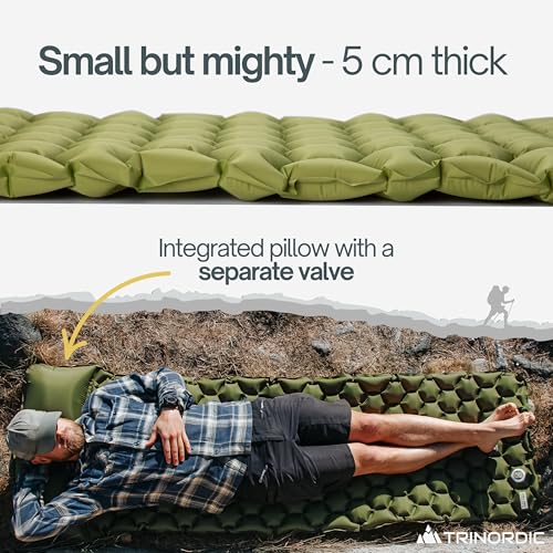 Thumbnail 6 de TRINORDIC Lightweight Inflatable Camping Mat with Built-In Pillow (550g, Green)