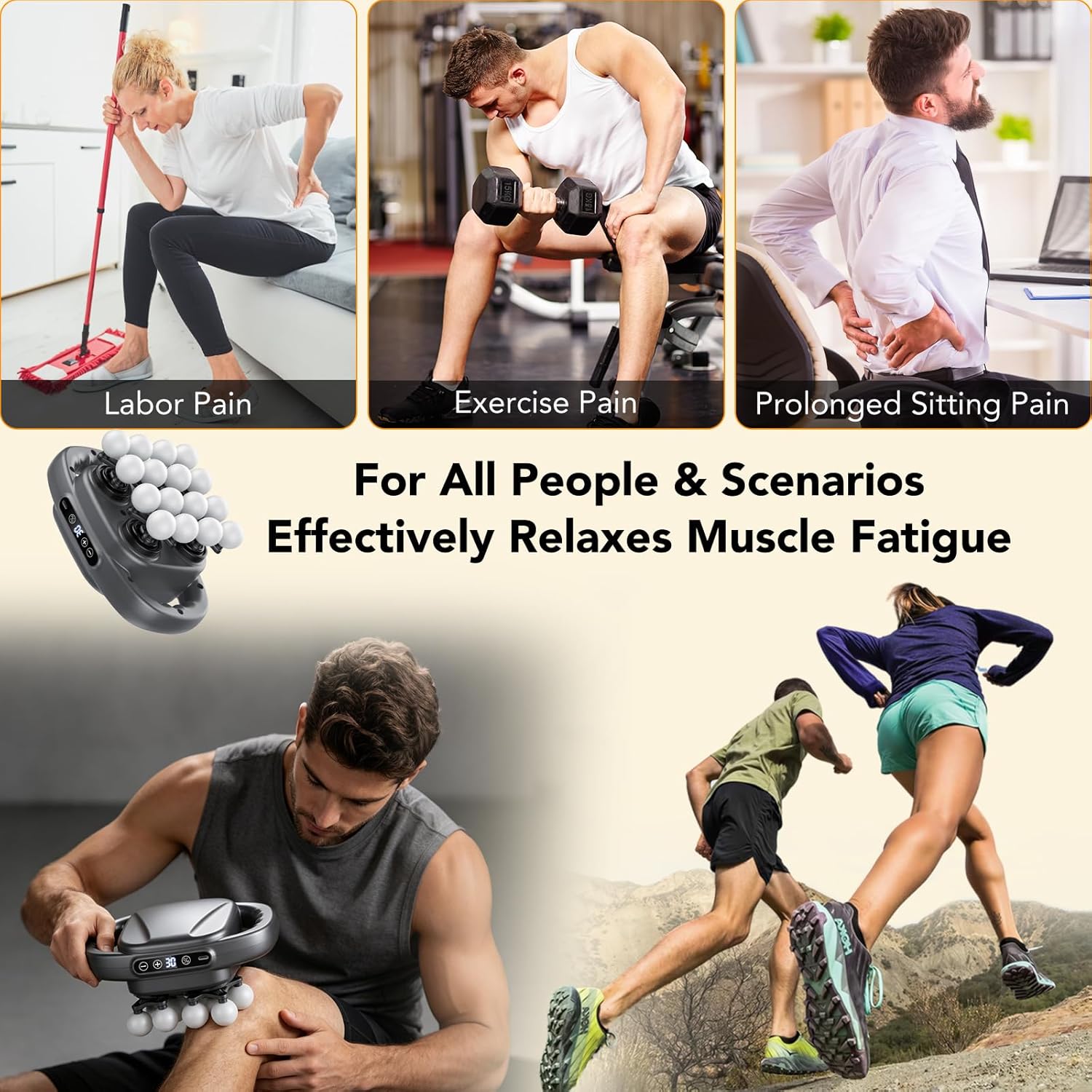 Thumbnail 4 de IKG Massagepistole mit 16 Köpfen, 3 Modi & 30 Geschwindigkeiten (35 dB) – Tiefengewebe für Nacken, Rücken & Beine