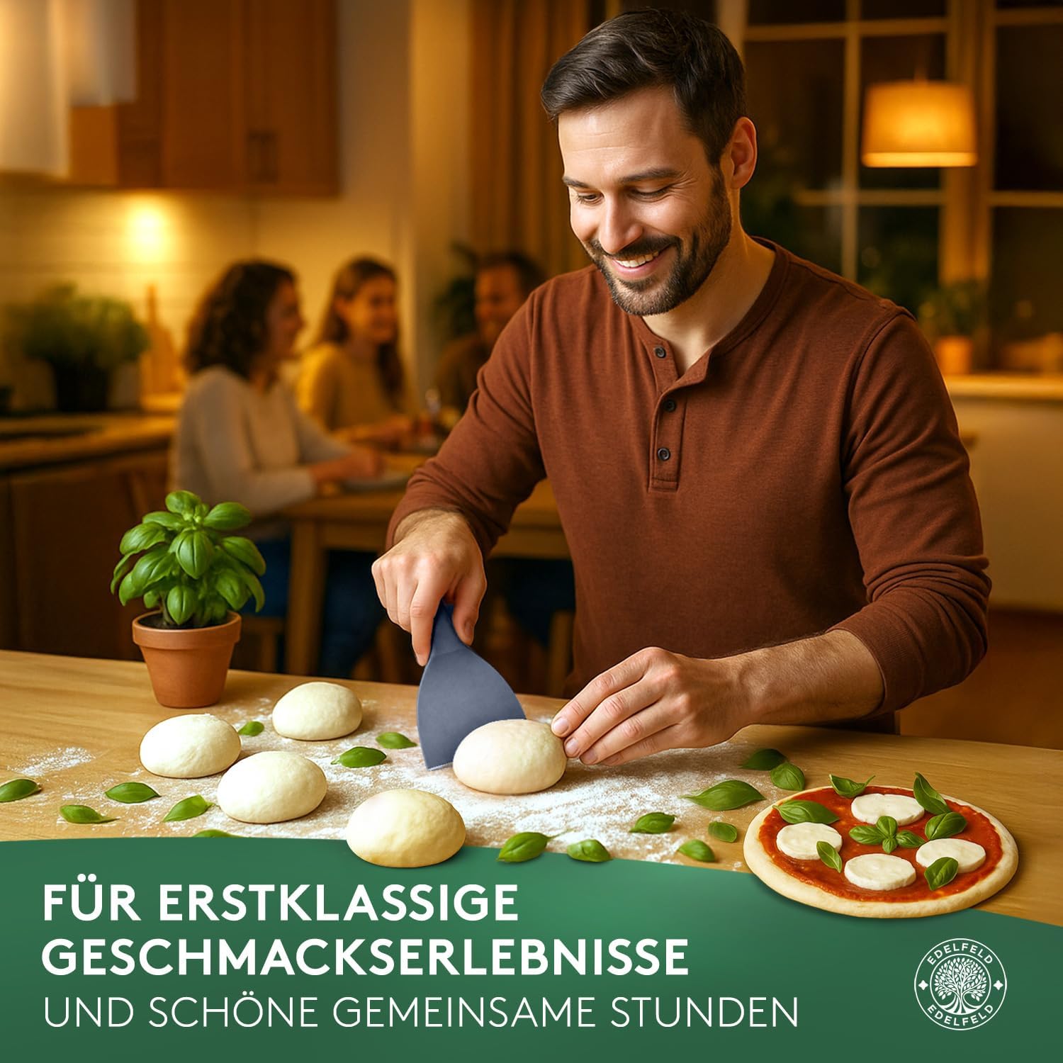 Detalle de Edelfeld flexibler Pizzateigspachtel mit Antihaftbeschichtung (10 cm) – spülmaschinengeeignet, lebensmittelecht