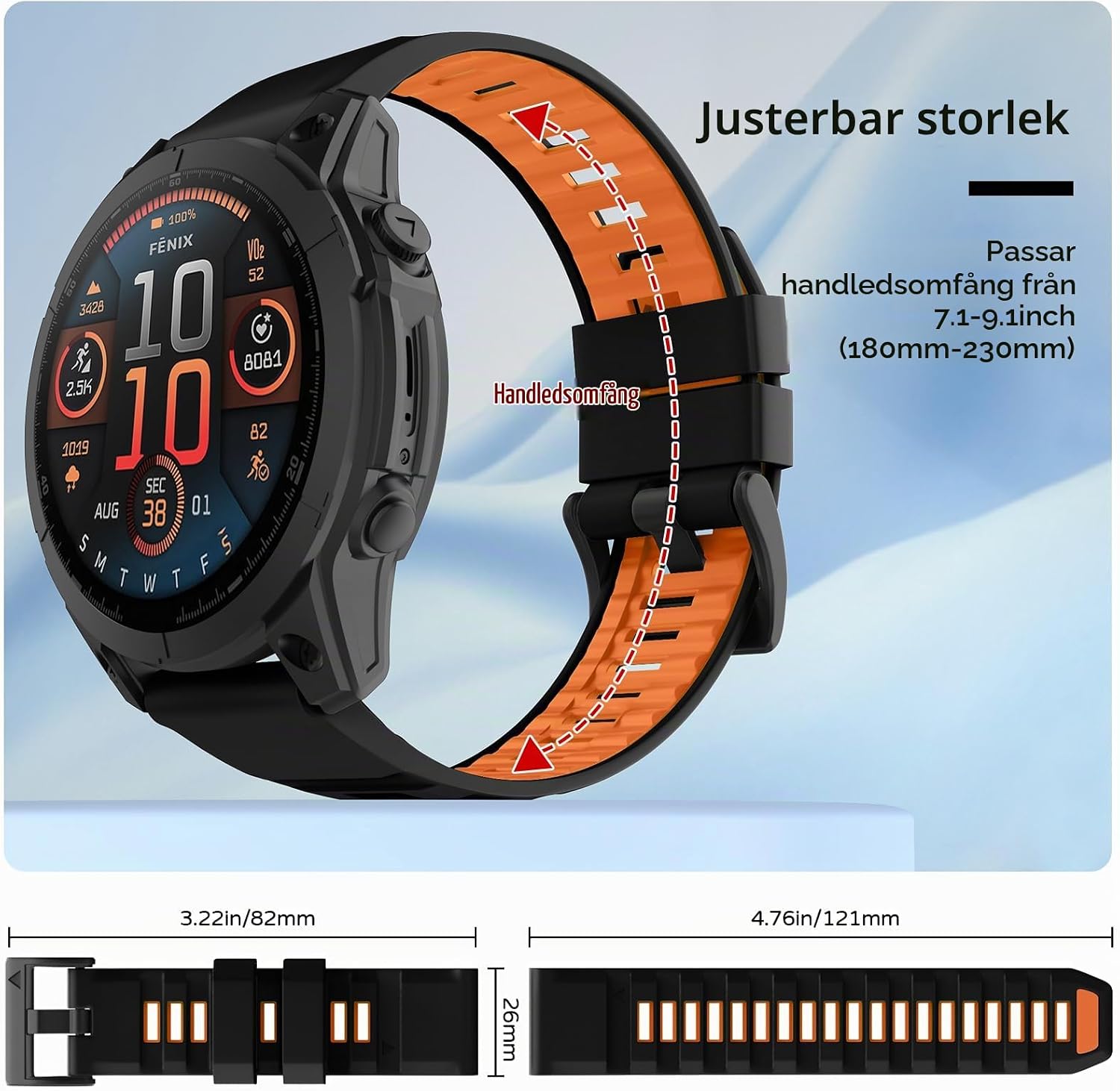 Detalle 2 de U-LIMVE silikonarmband 26 mm QuickFit för Garmin Fenix 8 51 mm