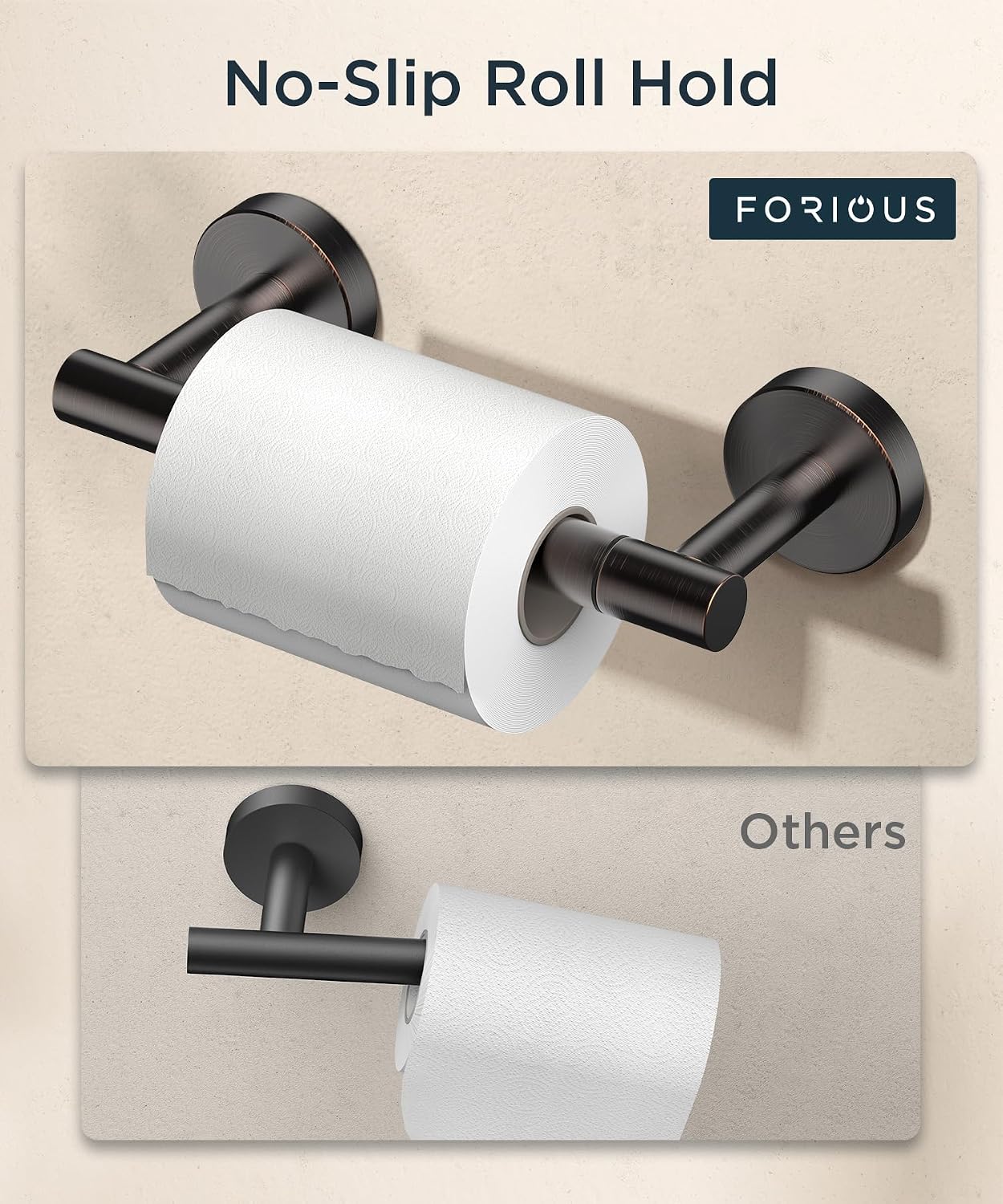 Detalle de FORIOUS FF01124 Pivoting Toilet Paper Holder, Oil-Rubbed Bronze SUS304 Steel