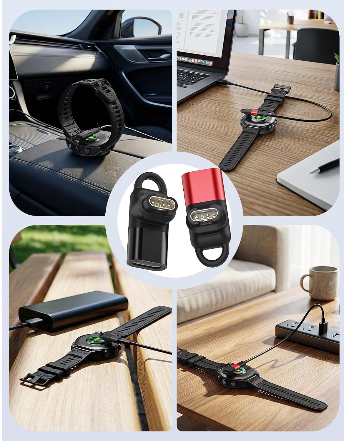 Thumbnail 6 de Astorgos 2-Pack 90° USB-C charger adapter cable for Garmin watches (Fēnix, Forerunner, Vivoactive, Venu and more)