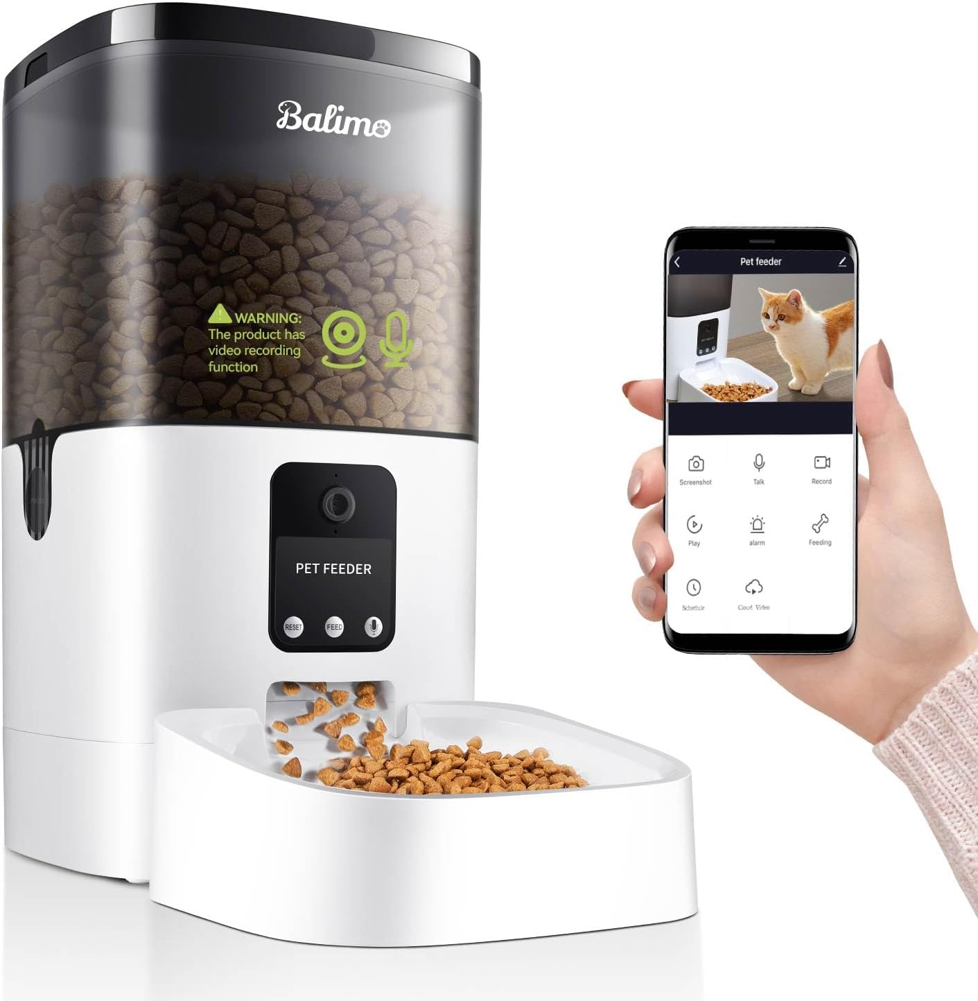 Detalle de Balimo Distributore Automatico Cibo Gatti con Telecamera 1080P e App: Sicurezza e Controllo da Remoto