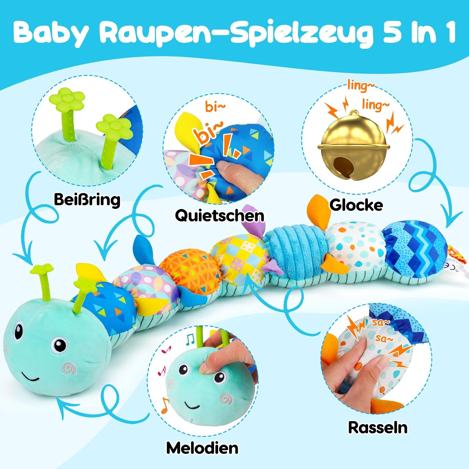 Detalle 2 de Baby Spielzeug Raupe Musikspielzeug 50 cm
