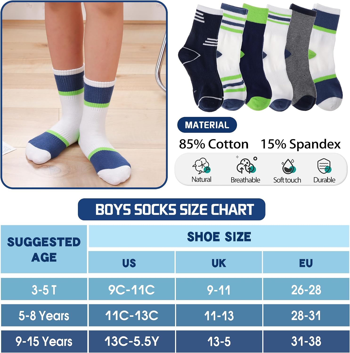 Thumbnail 4 de Welwoos Kids Socks 6 Pairs 85% Cotton
