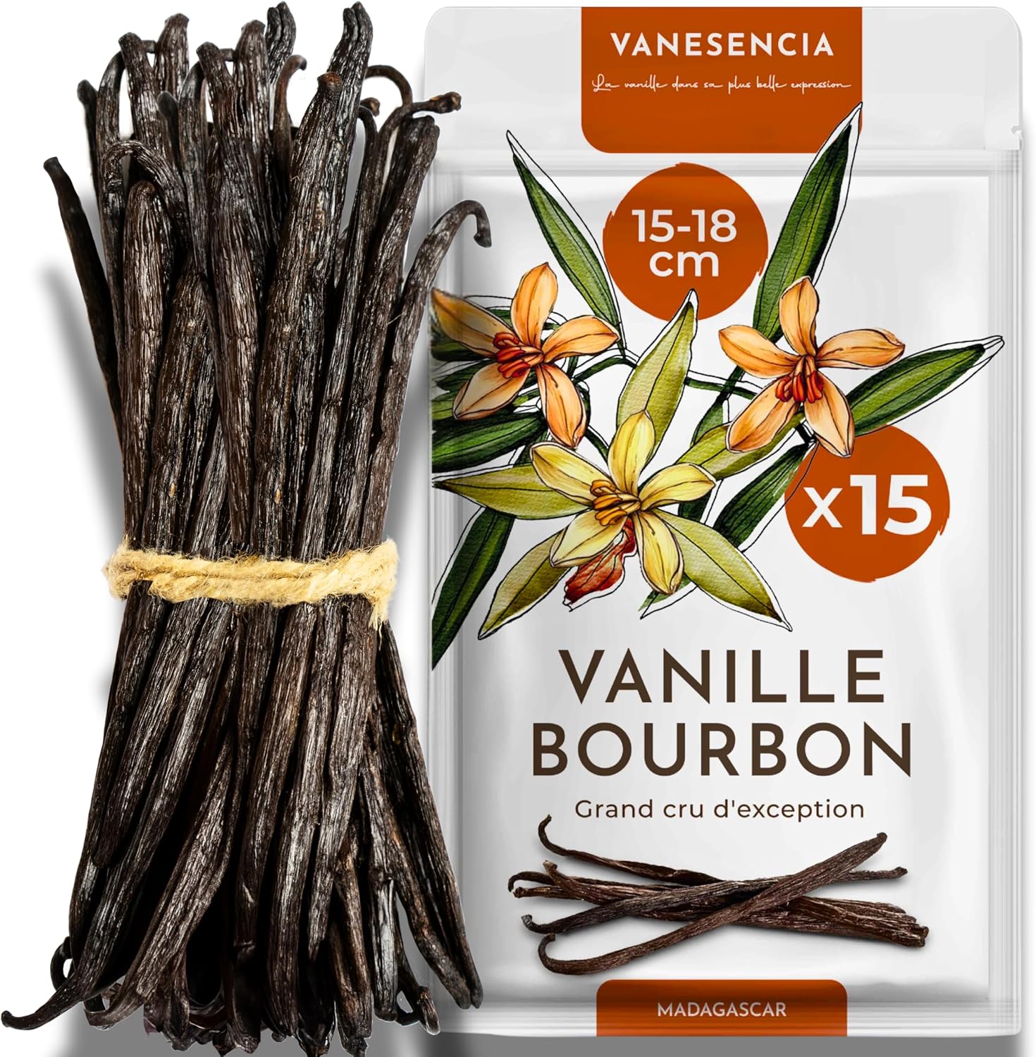 15 Gousses de Vanille XL 15-18cm – Vanille Bourbon Gourmet Madagascar par Vanesencia