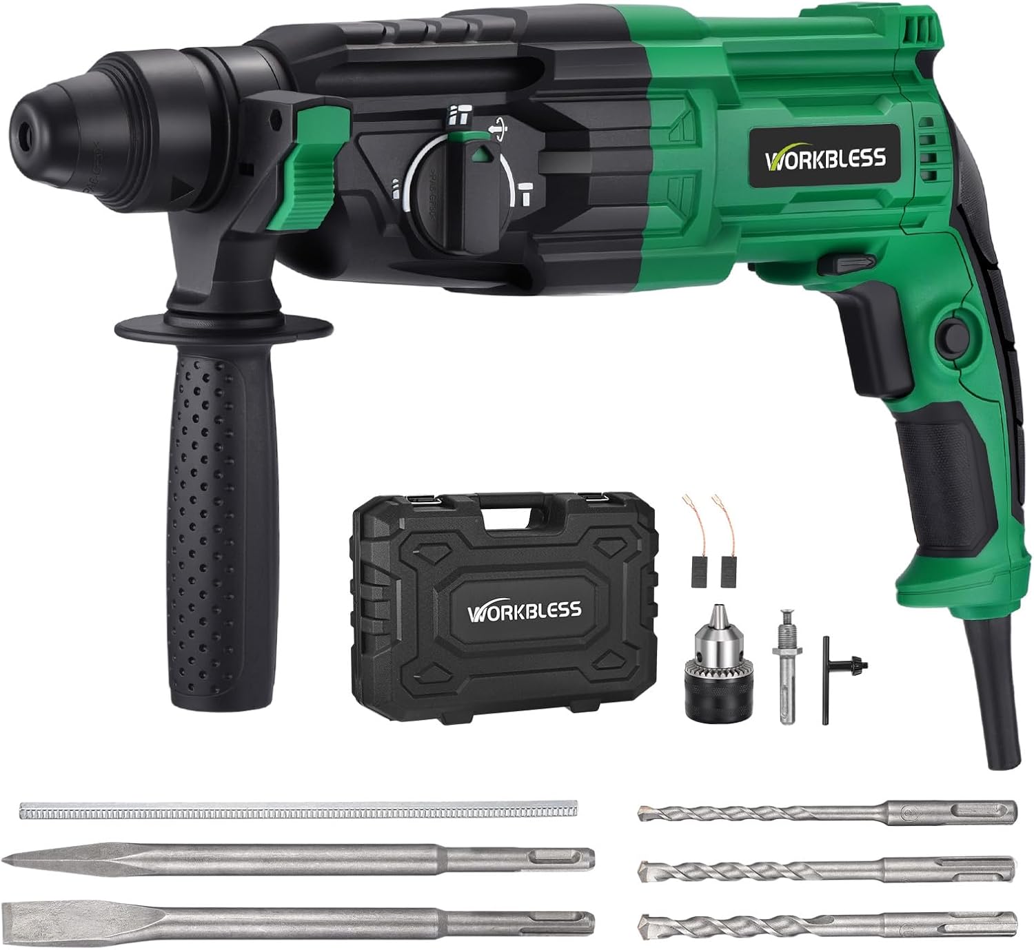 Detalle de WorkBless sds hammer drill, 1-Inch SDS-Plus Rotary Hammer, 8A, 3.0J