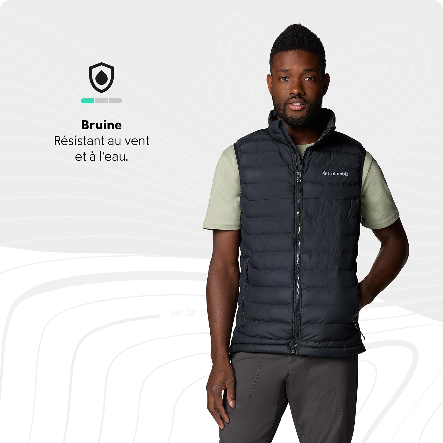 Detalle 2 de Columbia Powder Lite II sans manches homme noire – gilet matelassé à réflexion thermique
