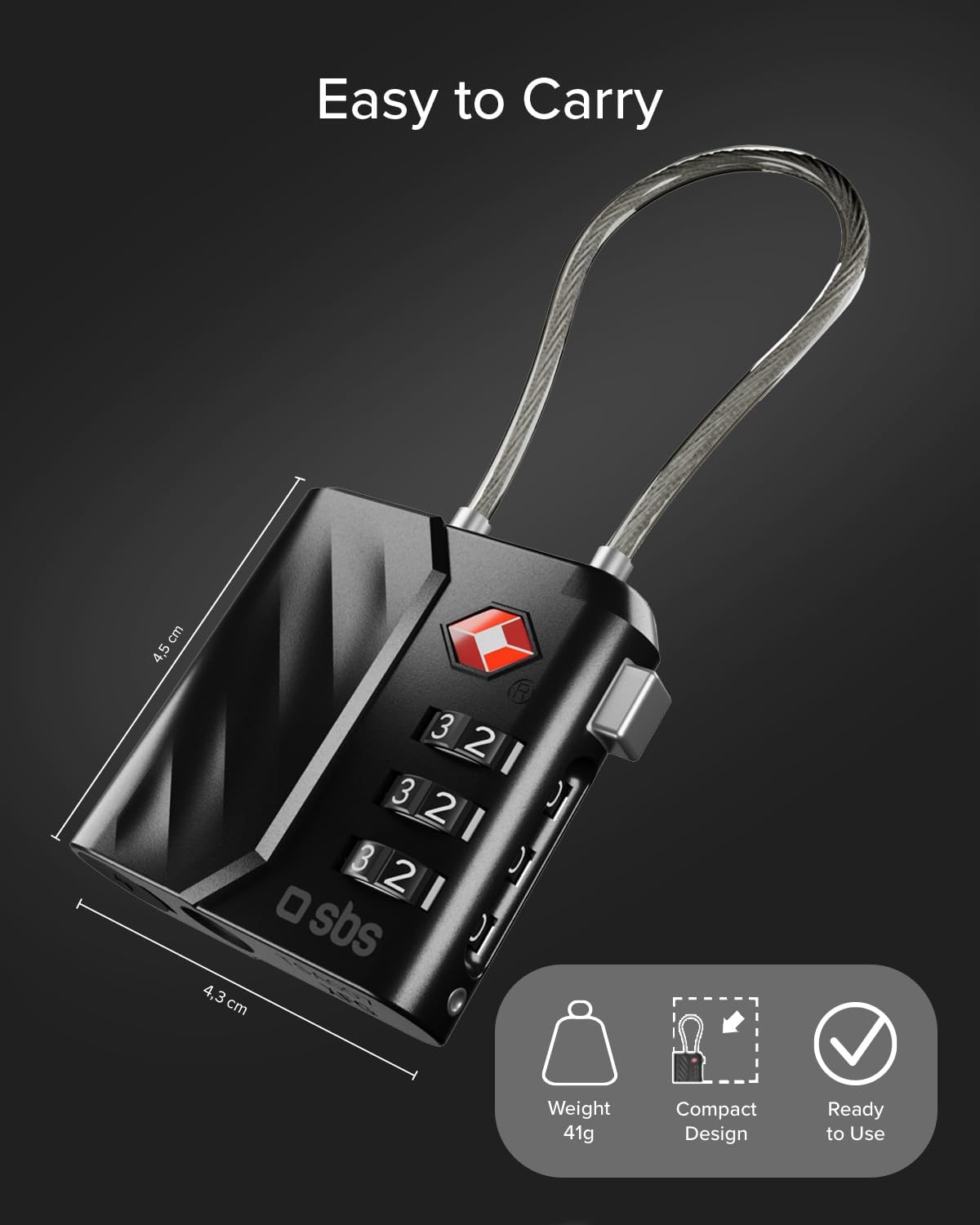 Thumbnail 4 de SBS Track My Lock candado TSA con Find My