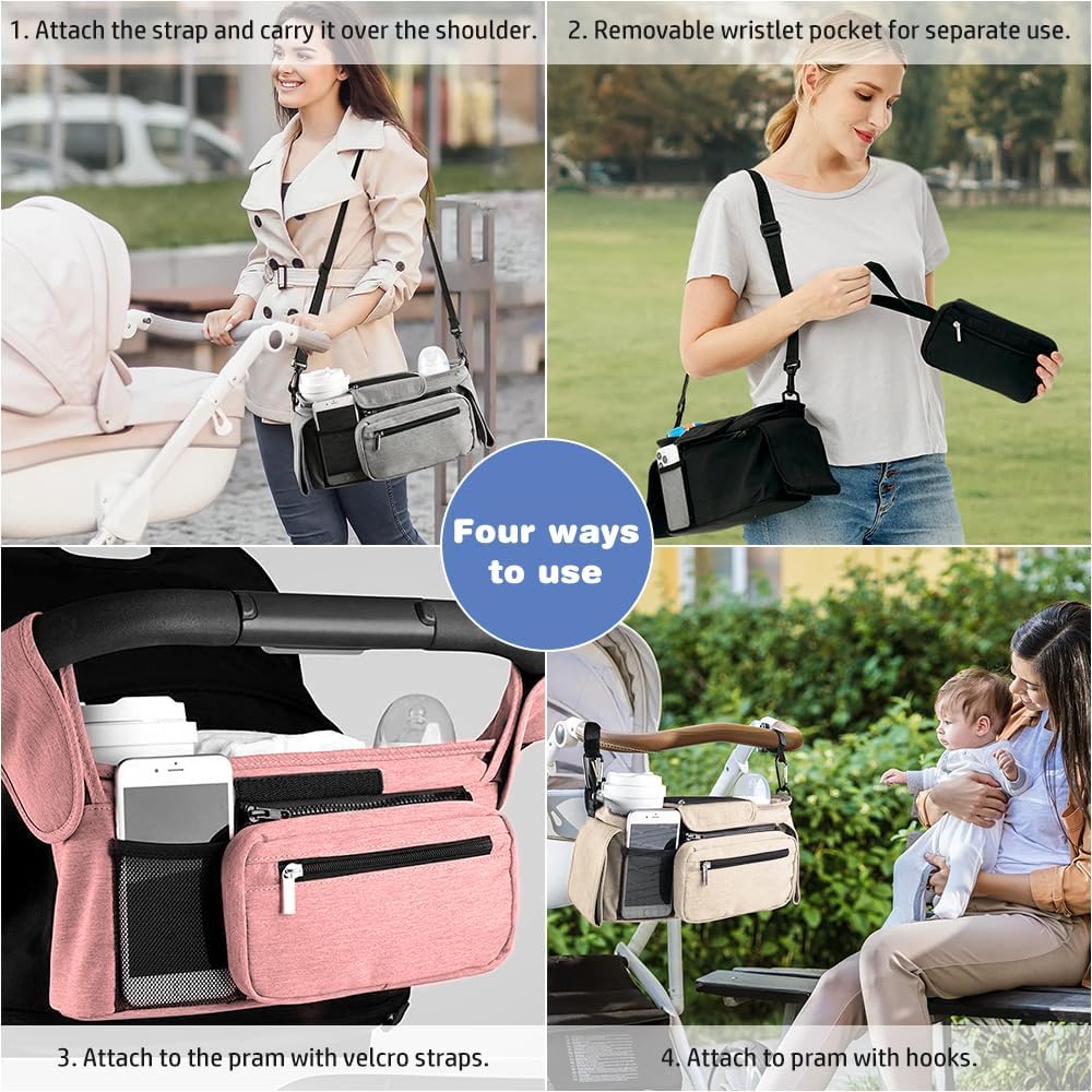 Thumbnail 6 de Tyuodna Baby Pram Bag Stroller: Universal Organiser with Two Insulated Cup Holders