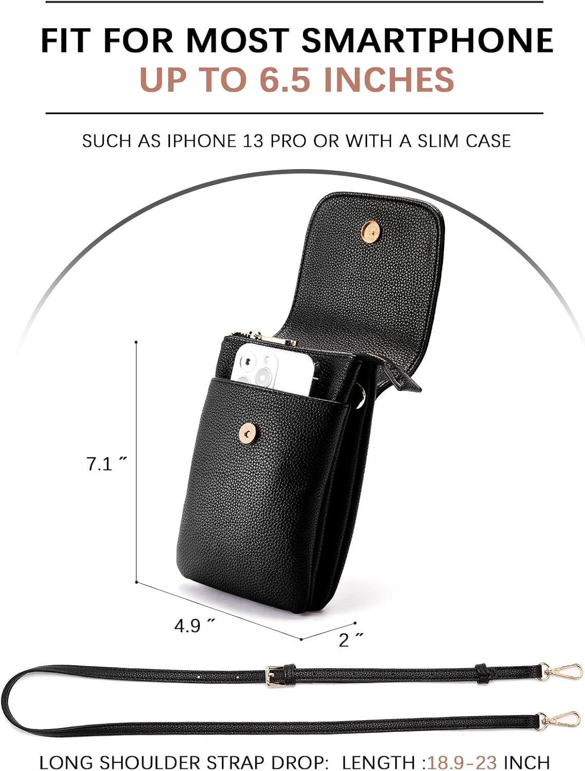 Thumbnail 3 de BOSTANTEN Crossbody Bag for Women (Vegan PU Leather) – Small Phone Wallet Shoulder Bag