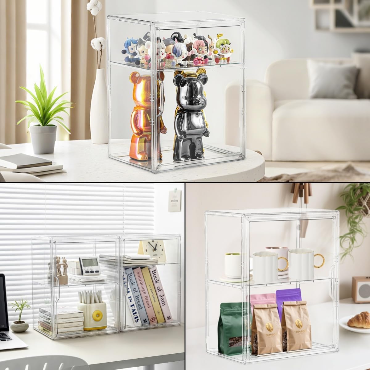 Thumbnail 6 de STOMDE ZSH001 Acrylic Display Case, Clear 2-Tier Stackable Storage with Magnetic Doors