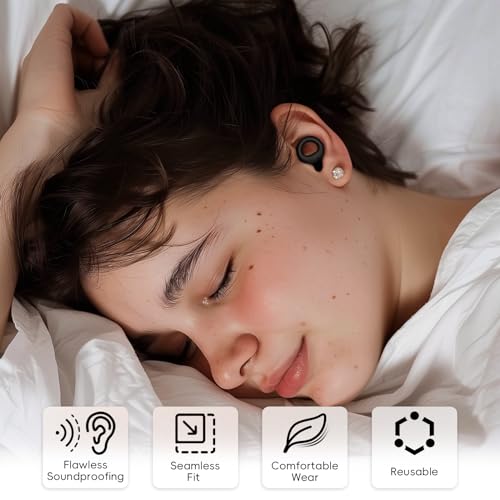 Detalle 2 de HOYIO Ear Plugs for Noise Reduction – Super Soft, Reusable Silicone Hearing Protection (27dB, 8 Tips in XS–L, Black)