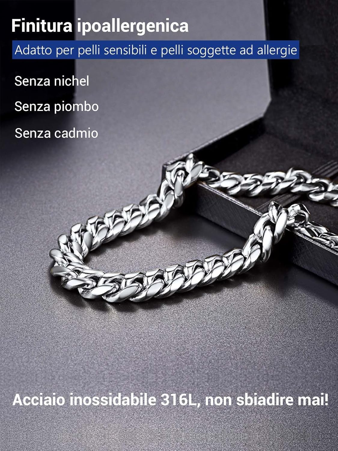 Thumbnail 6 de PROSTEEL Collana uomo a catena cubana Barbazzale grande in acciaio inox placcato oro (5–14 mm, lunghezze 35–75 cm)