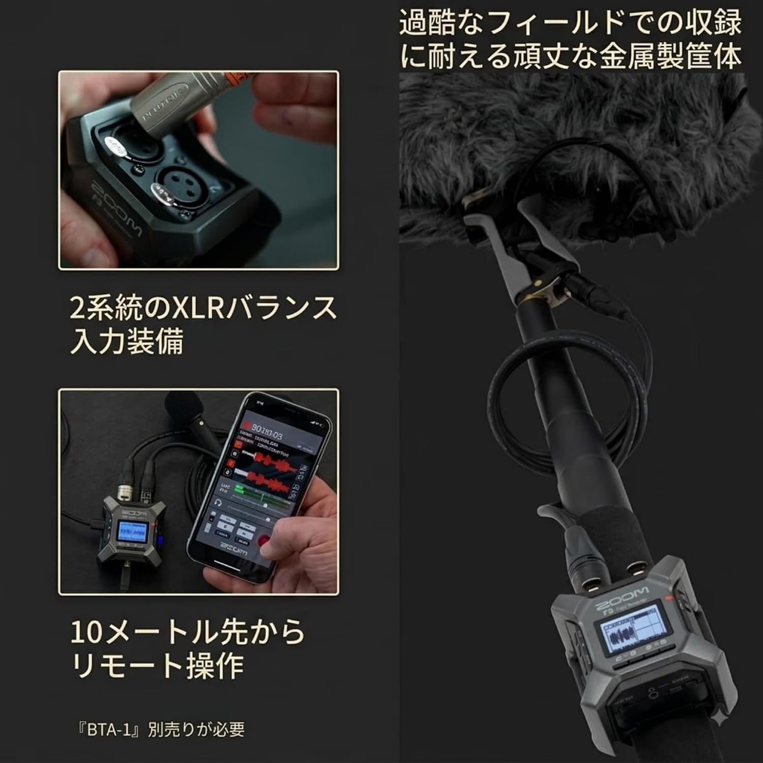 Detalle 2 de ZOOM F3 フィールドレコーダー 32bitフロート録音・2系統XLR入力・ケースセット