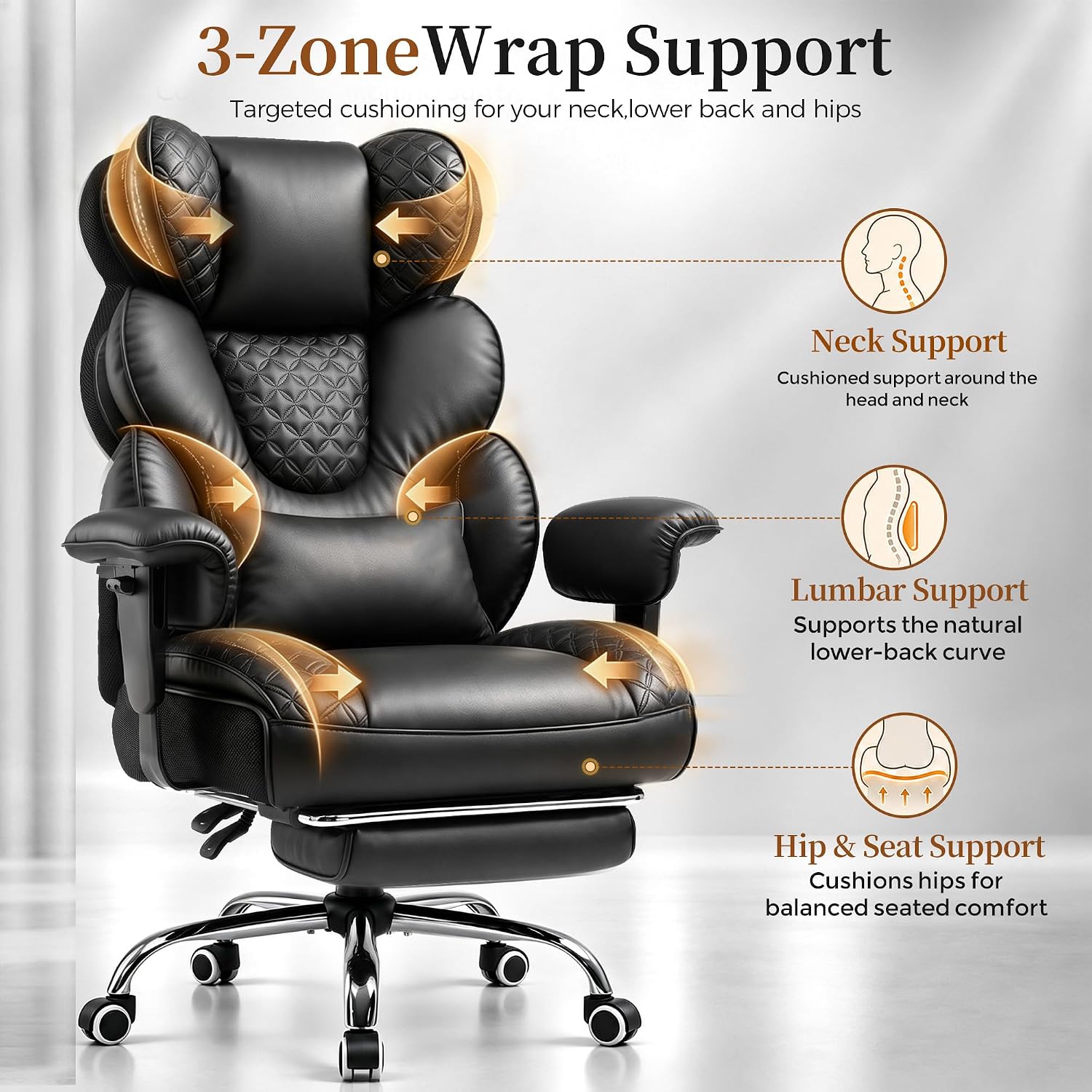 Detalle 1 de GTPOFFICE DMY-CH910 Big and Tall Executive Office Chair with Recline