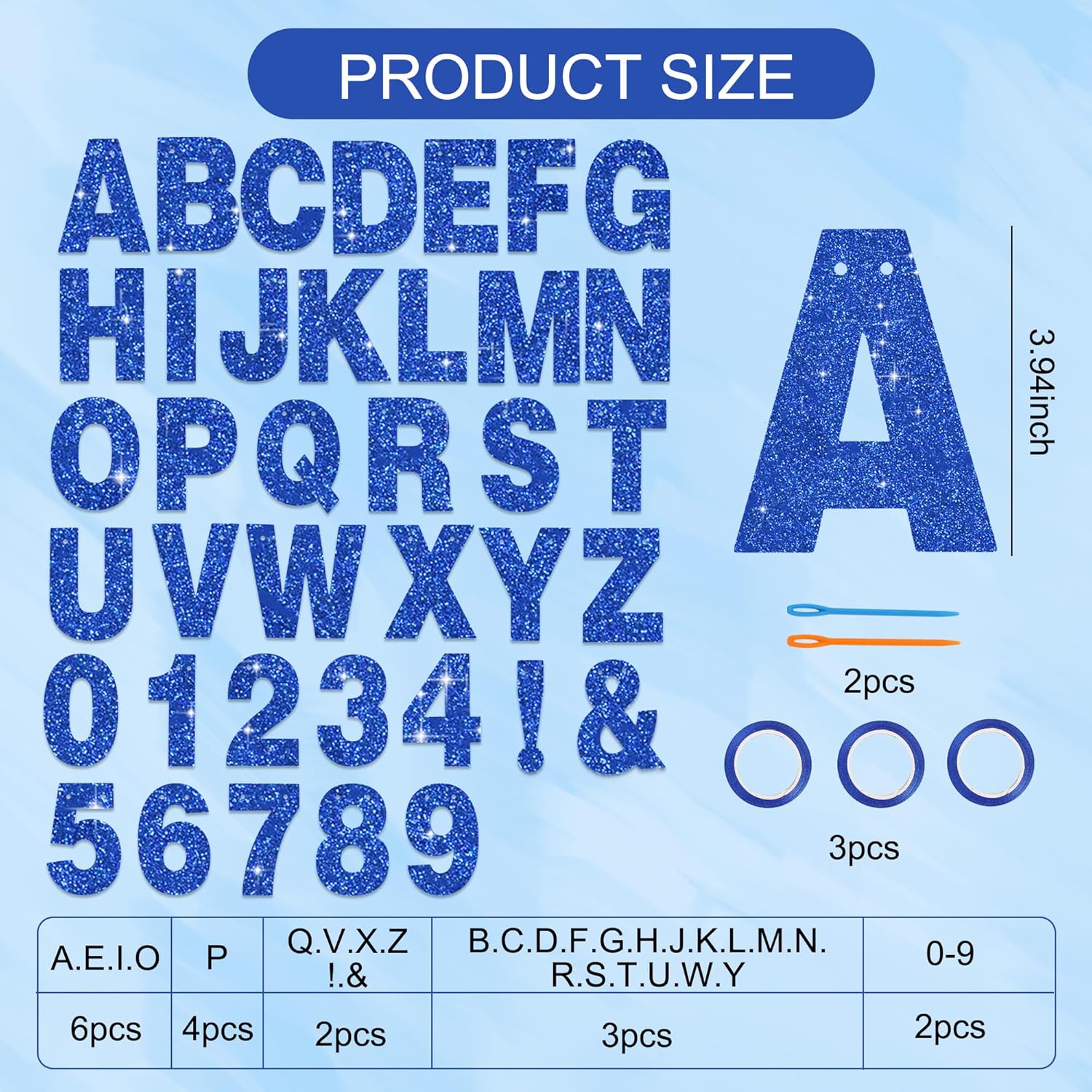 Thumbnail 1 de BEISHIDA 116-Piece A–Z DIY Letter Banner Kit for Birthday, Graduation & Wedding Decor (Blue)