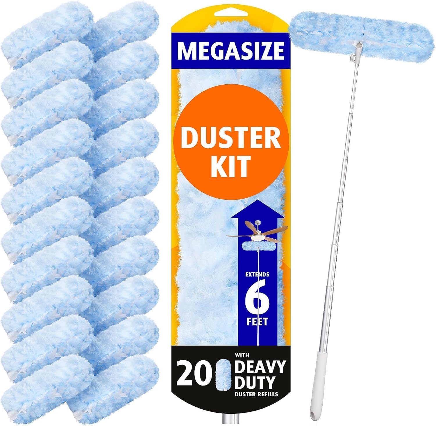 Detalle de AIR U+ 20 Refills Duster with 183cm Extendable Handle – 360° Double-Head Microfiber Duster