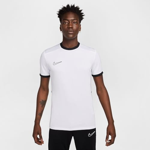 Detalle de Nike Academy 25 Haut de Foot à Manches Courtes Dri-FIT pour Homme – White/Black/Wolf Grey/Black, FZ9754-100, M