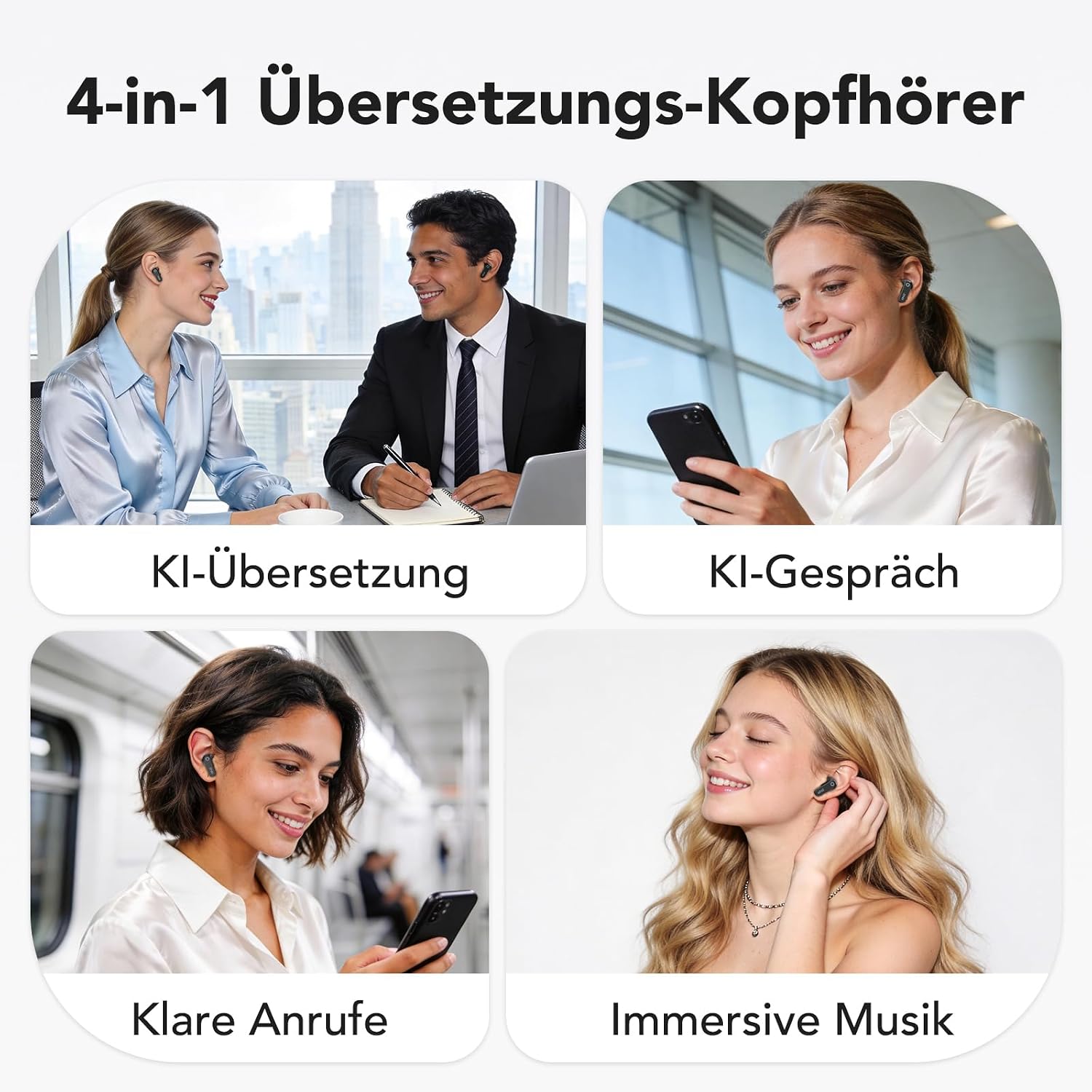 Detalle de N02 KI Übersetzer Kopfhörer – 4-in-1 mit Echtzeitübersetzung und KI-Assistent
