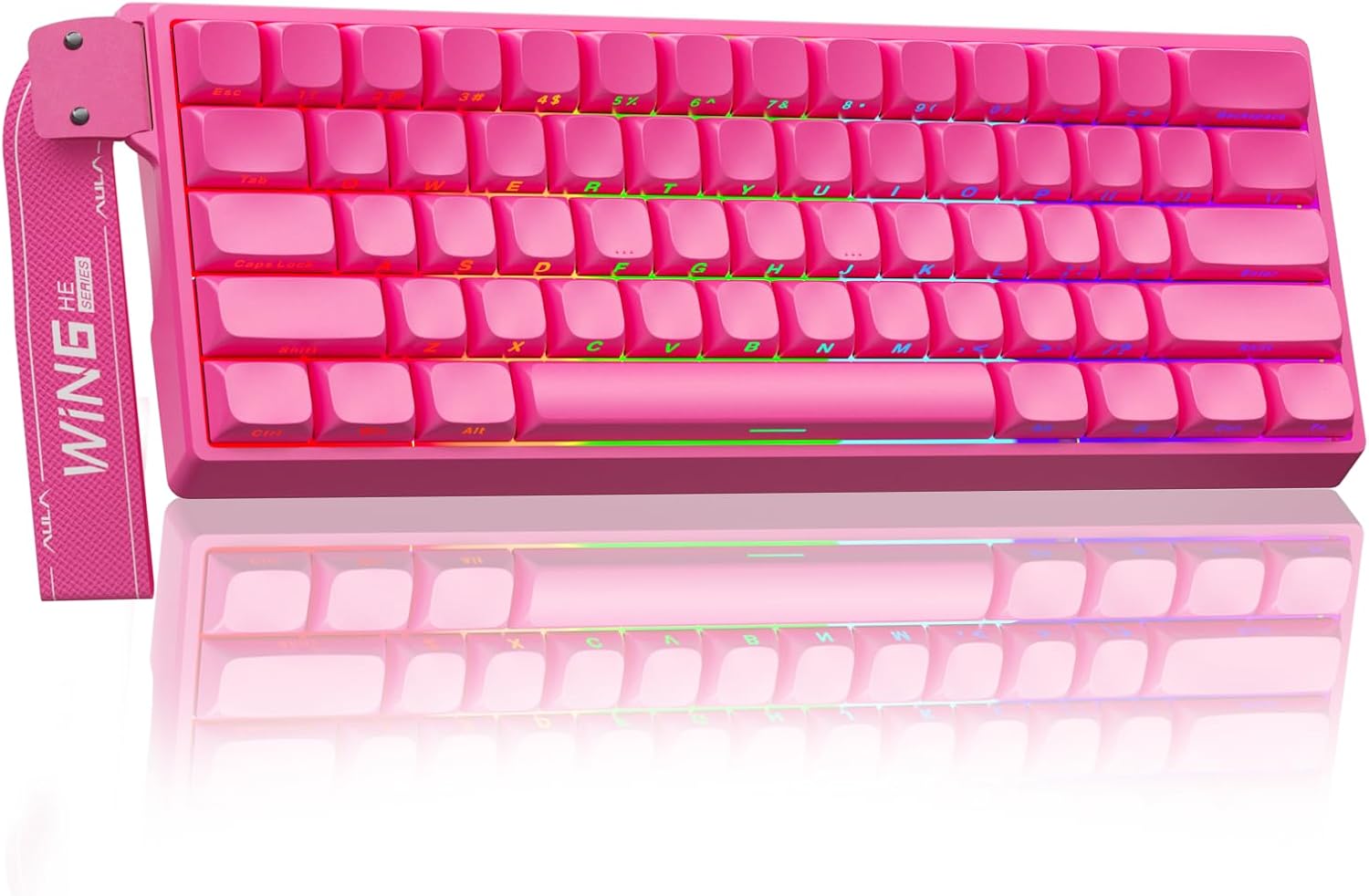 Detalle de AULA WIN60 HE Pro Wired 60% Mechanical Gaming Keyboard (Rose) with Hall Effect Switches