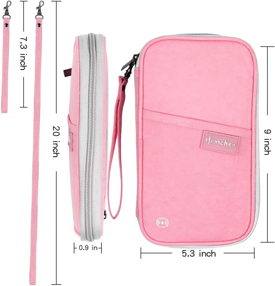 Thumbnail 1 de Homchen RFID Blocking Travel Passport Wallet Holder (Large Pink)