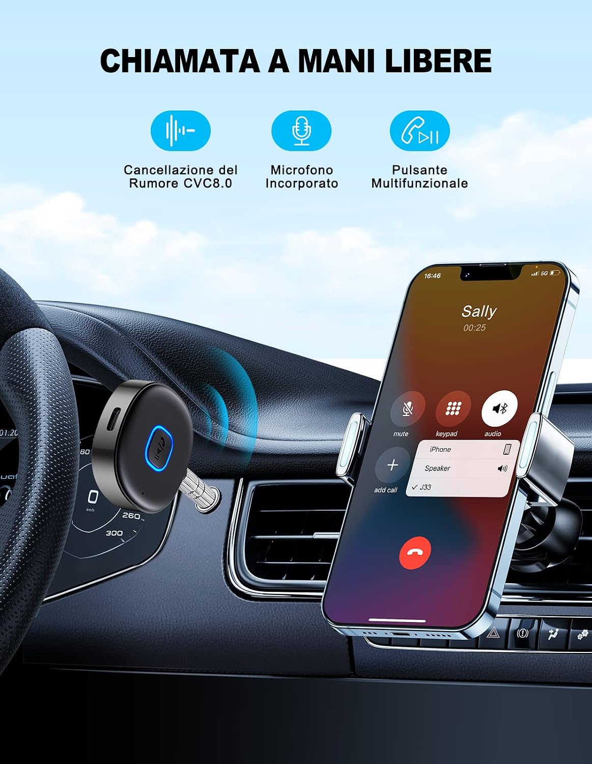 Thumbnail 6 de Mohard Ricevitore Bluetooth 5.3 per jack 3,5 mm, 16 ore di riproduzione