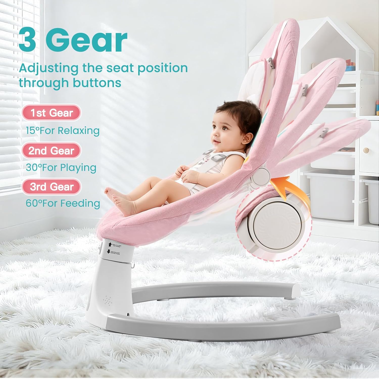 Thumbnail 1 de cozydwells Baby Bouncer from Birth Electric Swing Chair with Bluetooth (Pink)