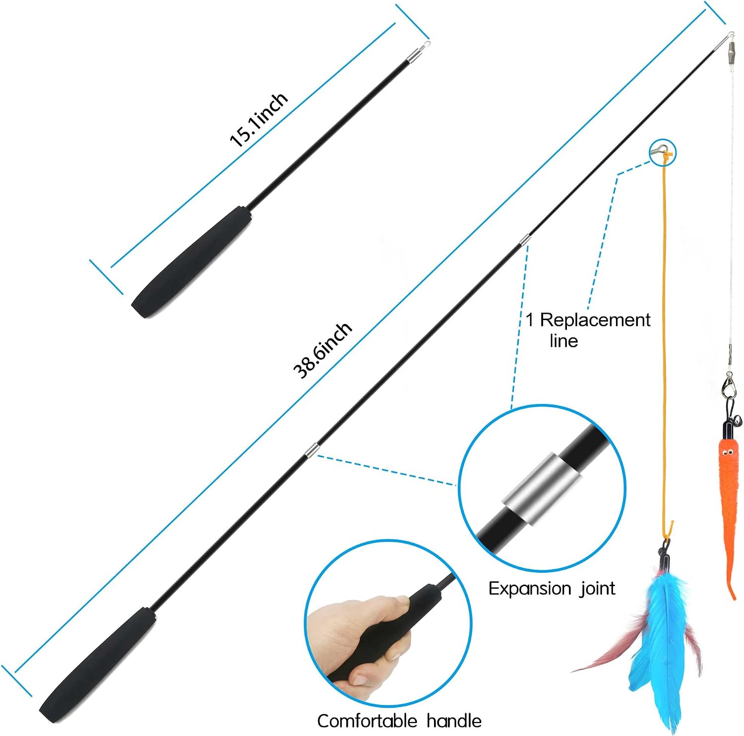 Thumbnail 4 de ZPH A2 Interactive Cat Toy Set with Retractable Wands and Door Hanger