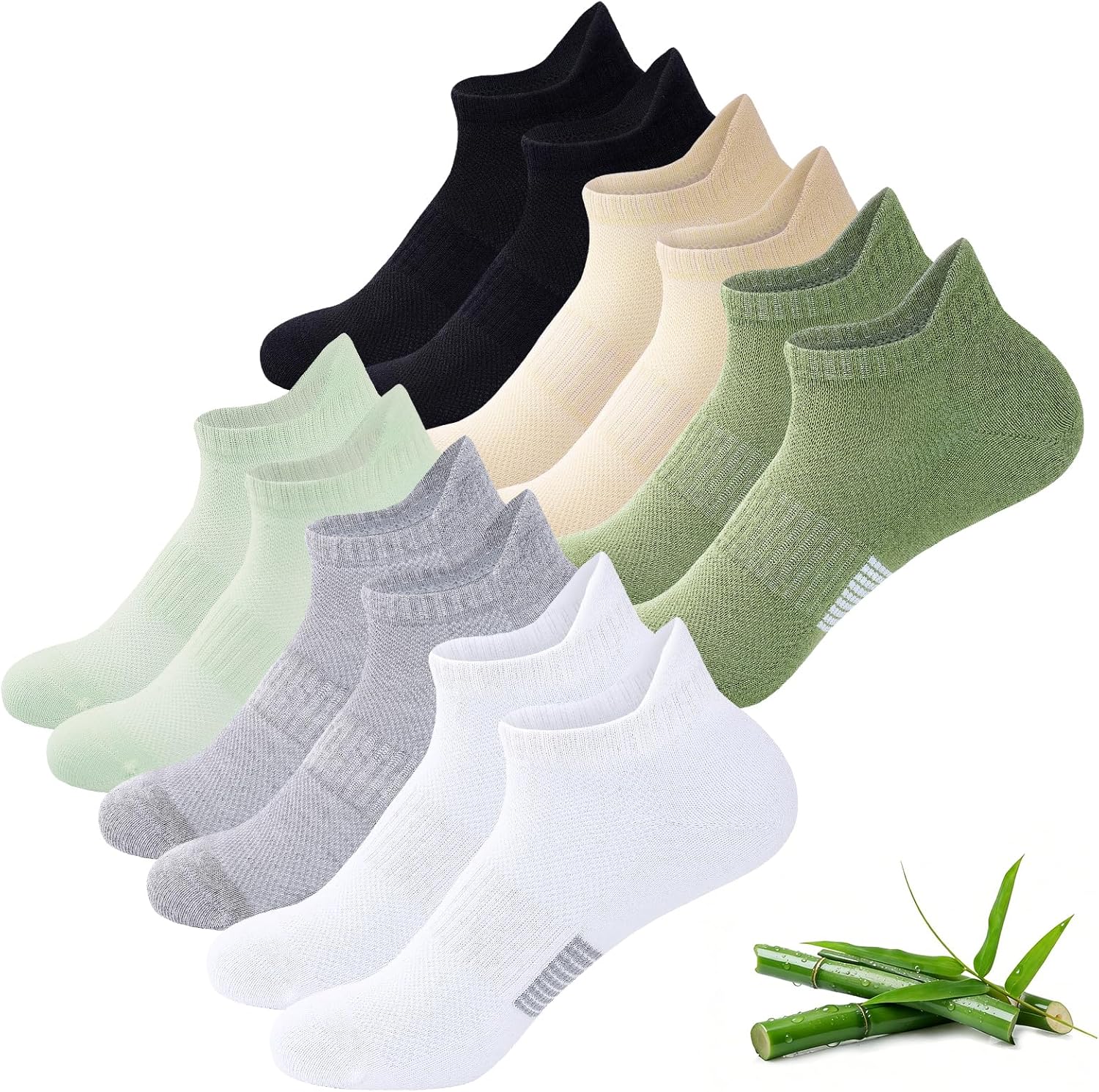 Detalle de Niorasen Ankle Socks for Women — 6 Pairs, Breathable Bamboo Viscose Low Cut Comfort