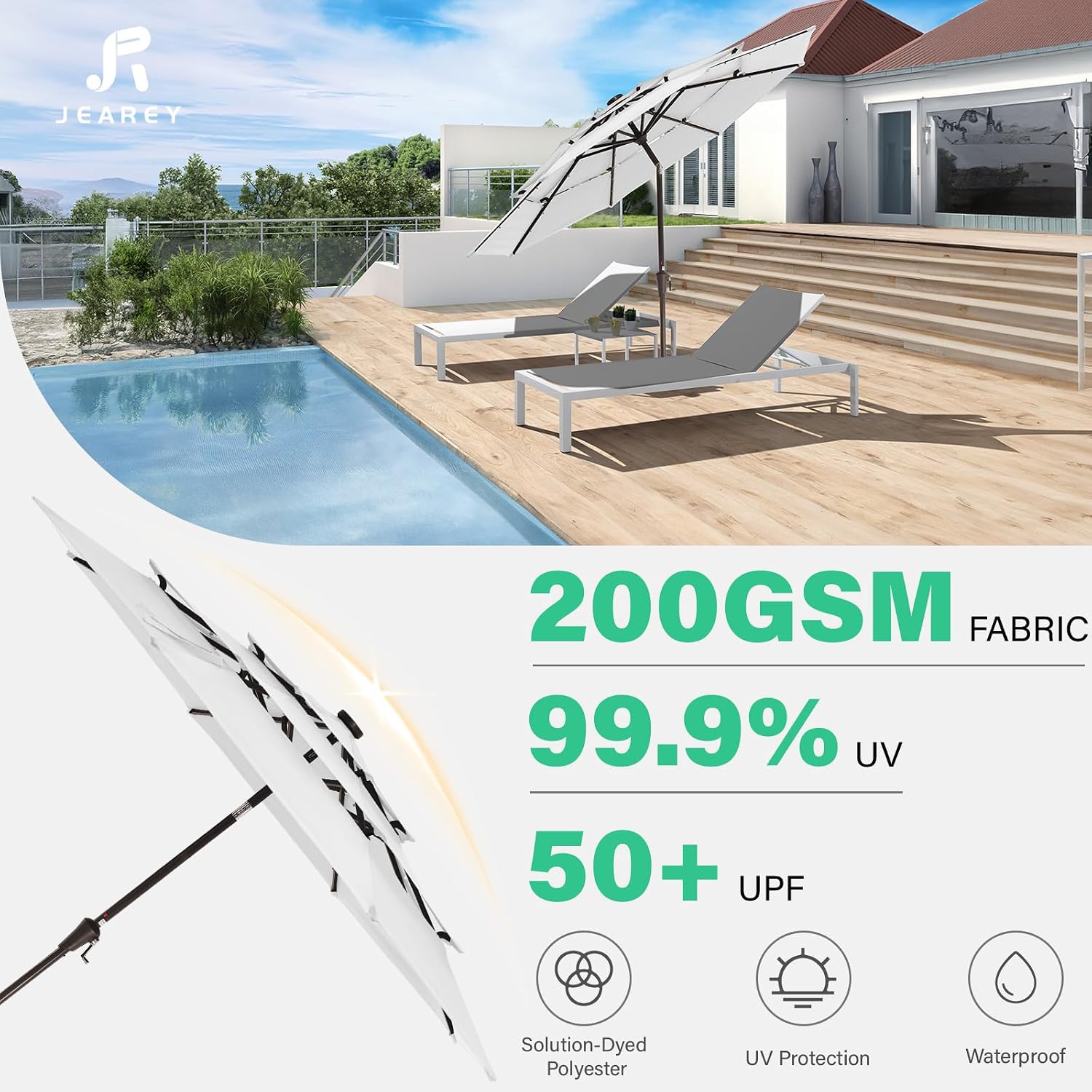 Detalle de JEAREY Patio Umbrella 9 ft