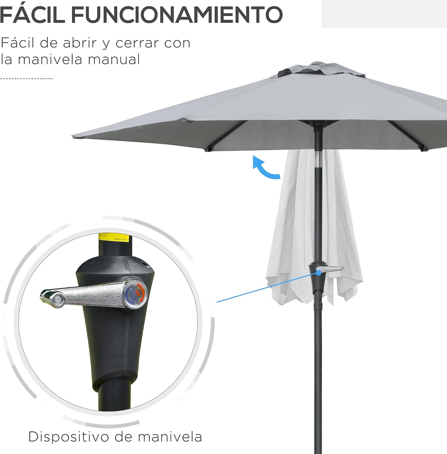 Detalle de Outsunny Sombrilla Terraza Ø230 cm