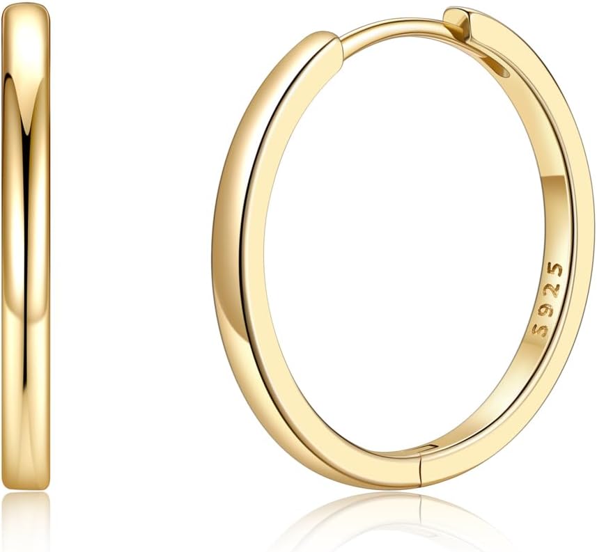 Detalle de Silvora Kleine Creolen aus 925 Silber (6–20 mm) – Huggie Hoop Ohringe für Damen & Herren