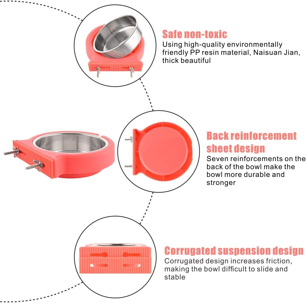 Detalle de MOACC Crate Dog Bowl with Removable Stainless Steel Bowl – 800ml Pink