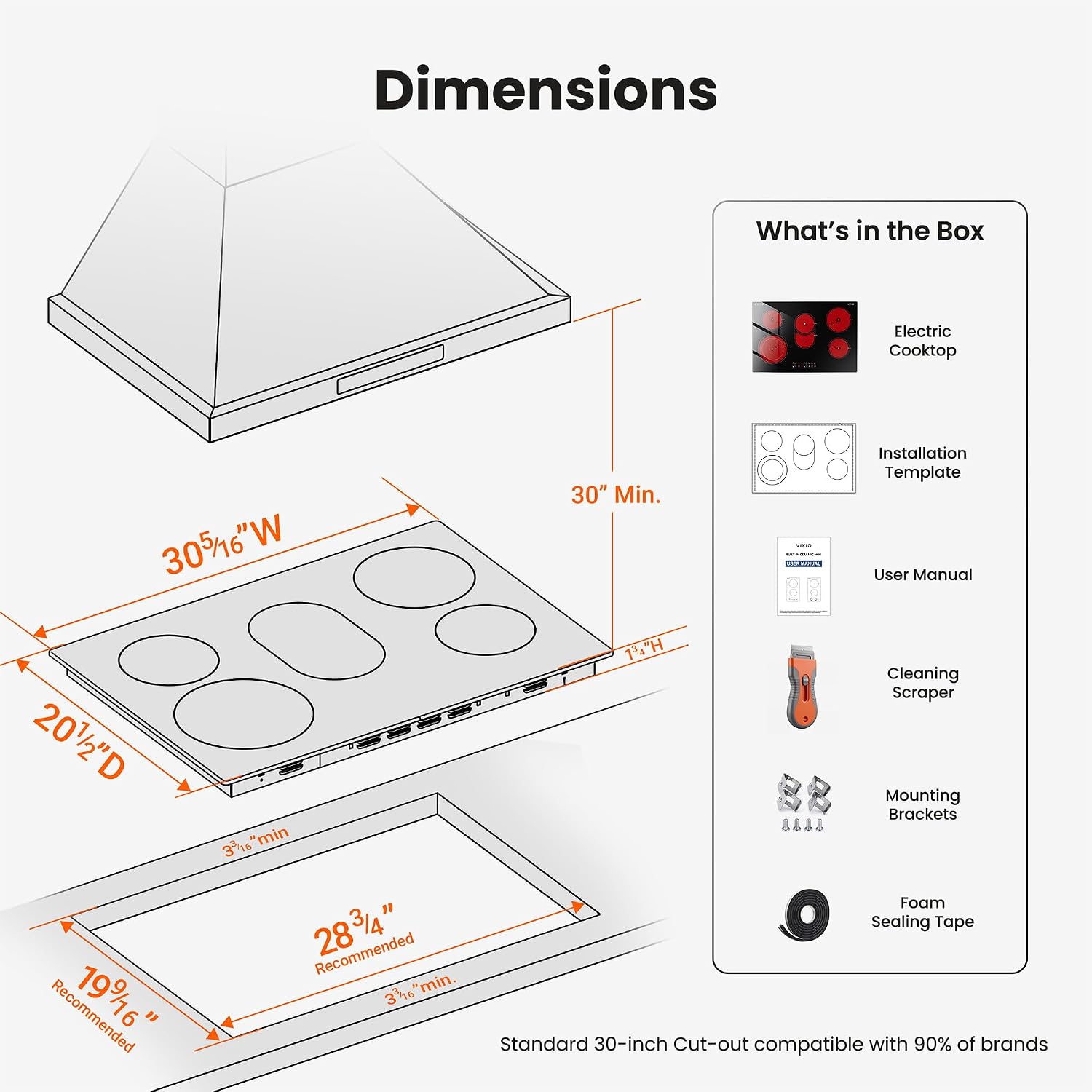 Detalle de VIKIO HOME 30-Inch Electric Cooktop