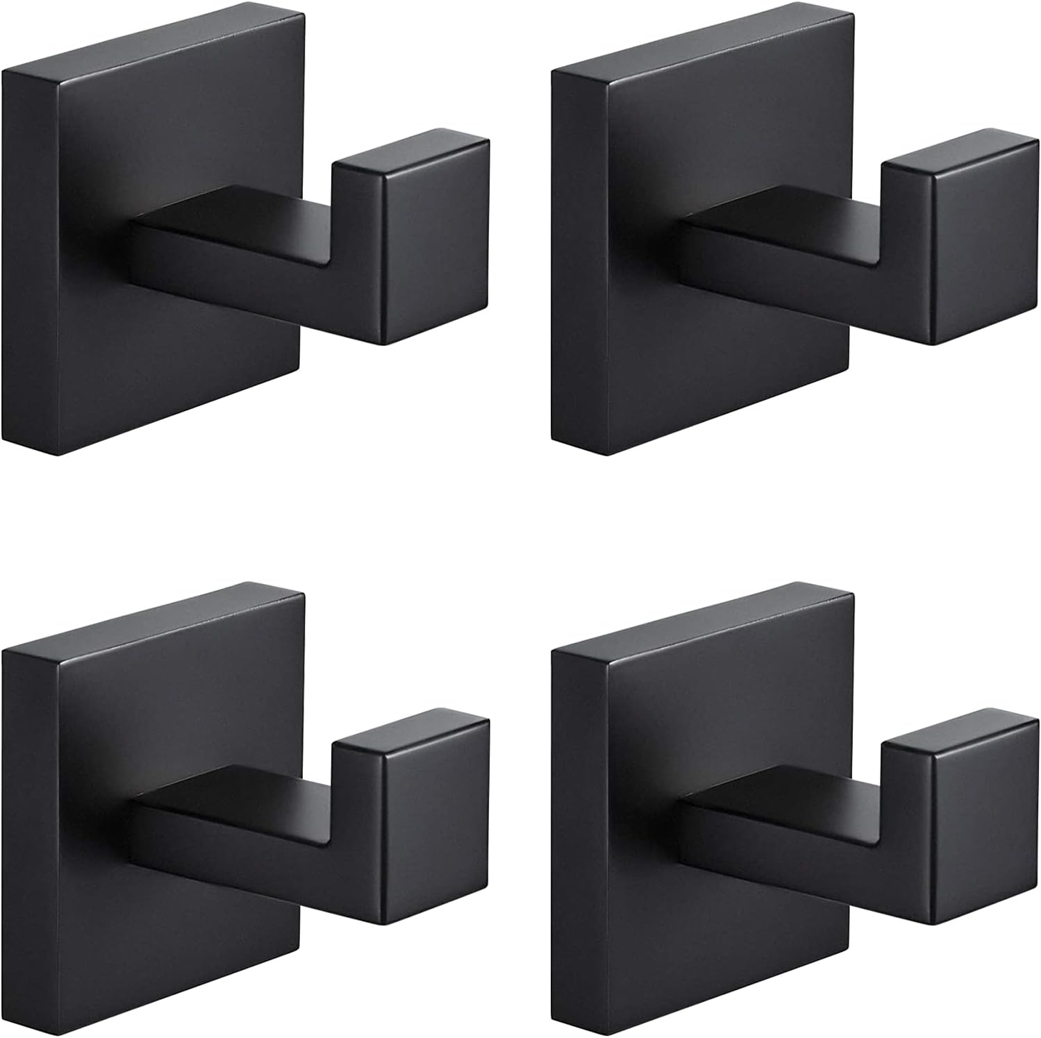 Detalle de Menbyci FGHS04 4-Pack Square Matte Black SUS304 Stainless Steel Towel Hooks