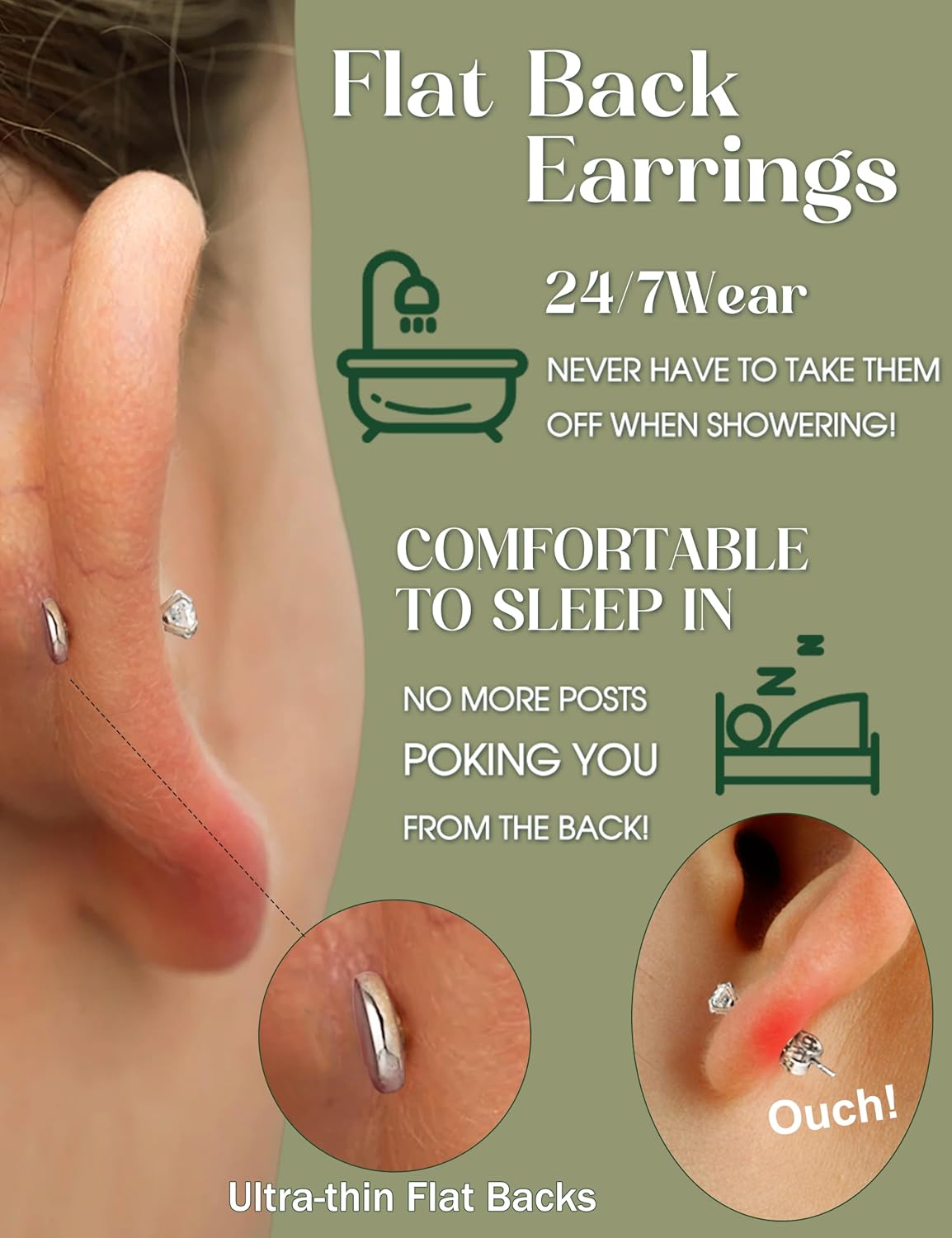 Thumbnail 6 de ADRAMATA Helix/Tragus & Labret Piercing Jewellery Set 16G/18G (6/8/10mm)