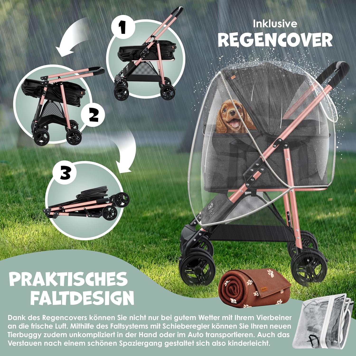 Thumbnail 5 de LOVPET® Hundewagen 2in1 als Hundebuggy & Hundebox, faltbar bis 20 kg, mit 360°-Drehrädern