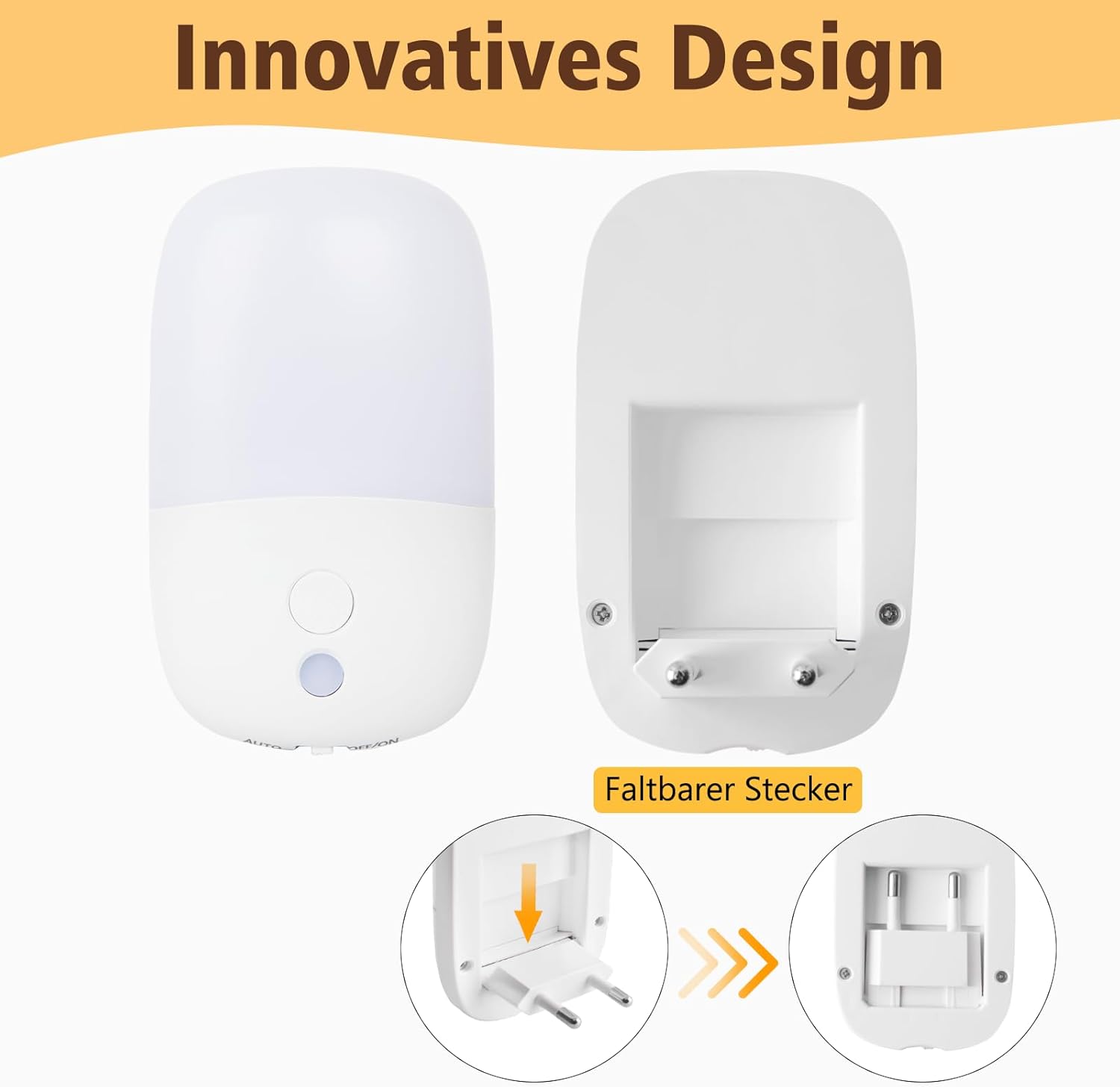 Thumbnail 5 de echosari Nachtlicht-Steckdose mit Dämmerungssensor (4er-Set, Warmweiß) – ON/OFF/AUTO mit Dimmen