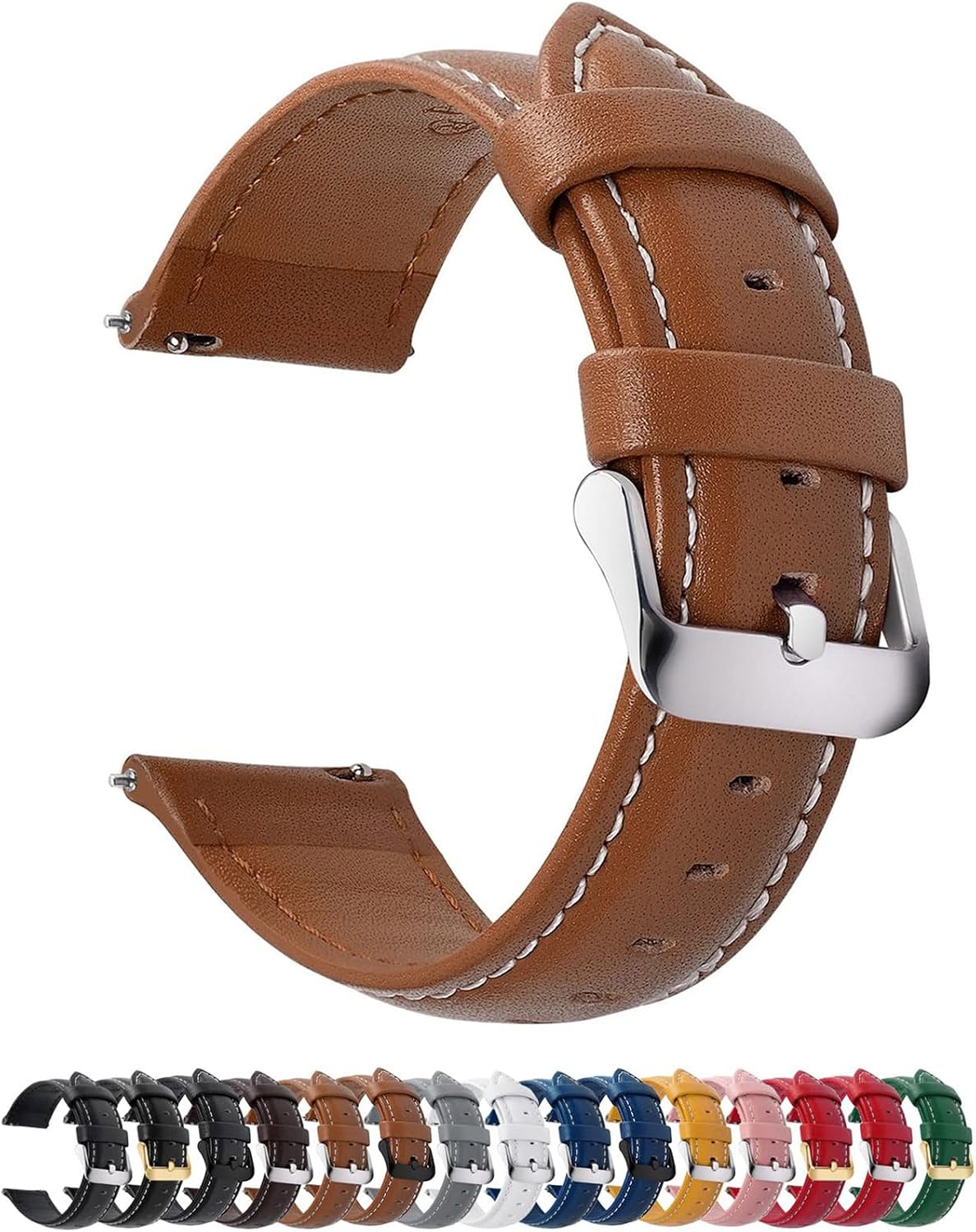 Detalle de Fullmosa 20mm Vintage Leder-Uhrenarmband Braun