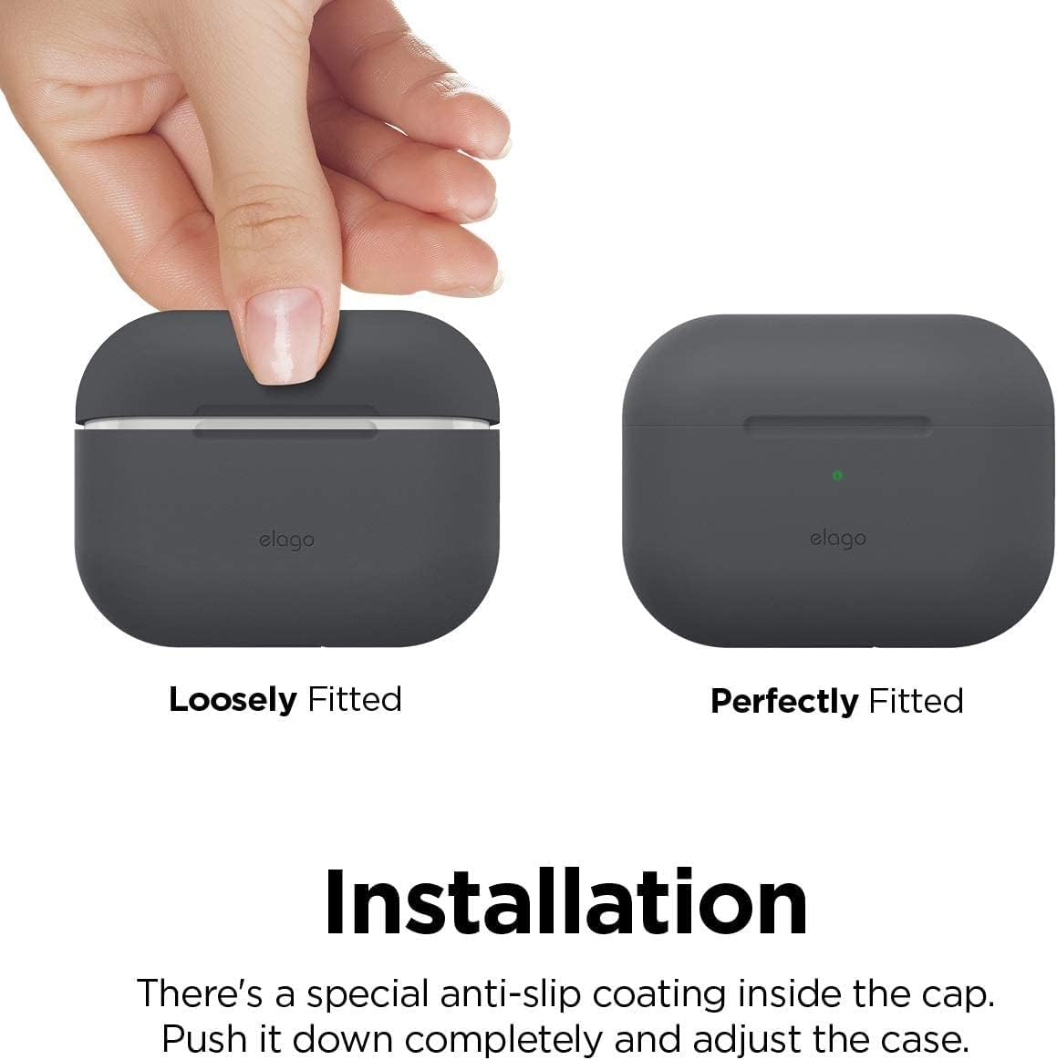 Thumbnail 5 de elago Coque en silicone pour AirPods Pro 2e génération – étui de protection avec LED avant visible et charge sans fil (gris foncé)