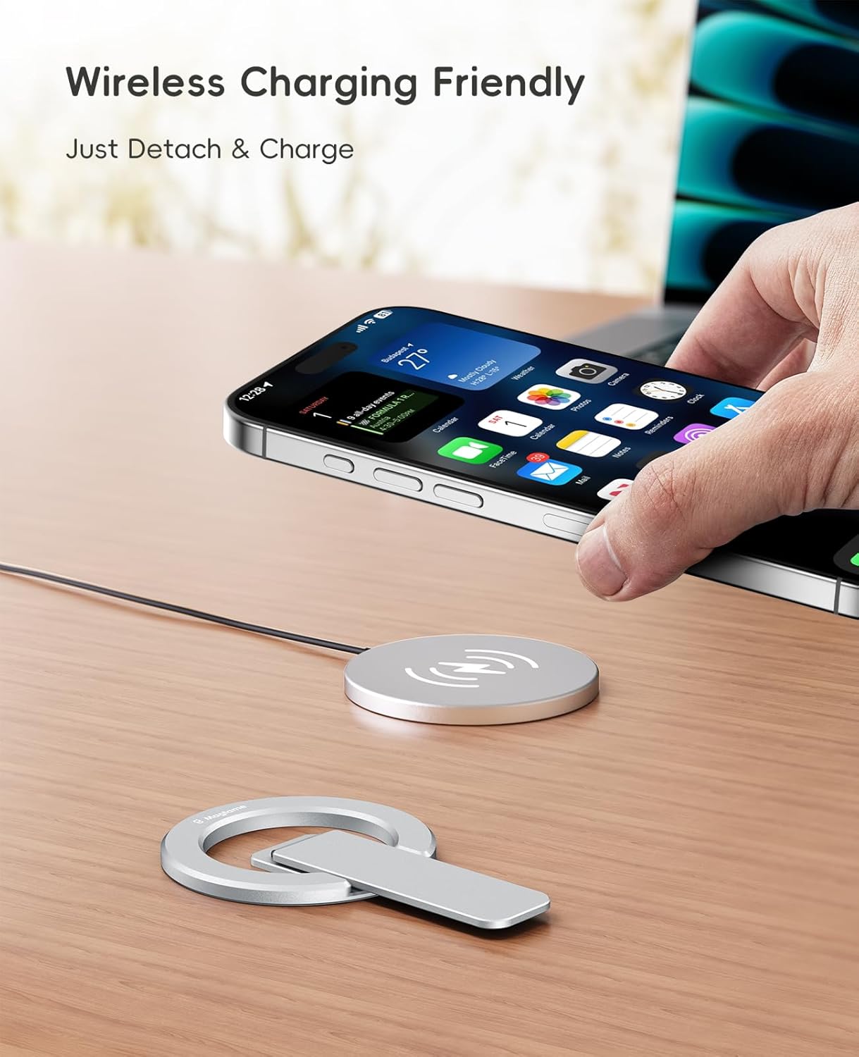 Thumbnail 6 de Magtame supporto magnetico per telefono doppia faccia con rotazione 360° e regolazione, argento
