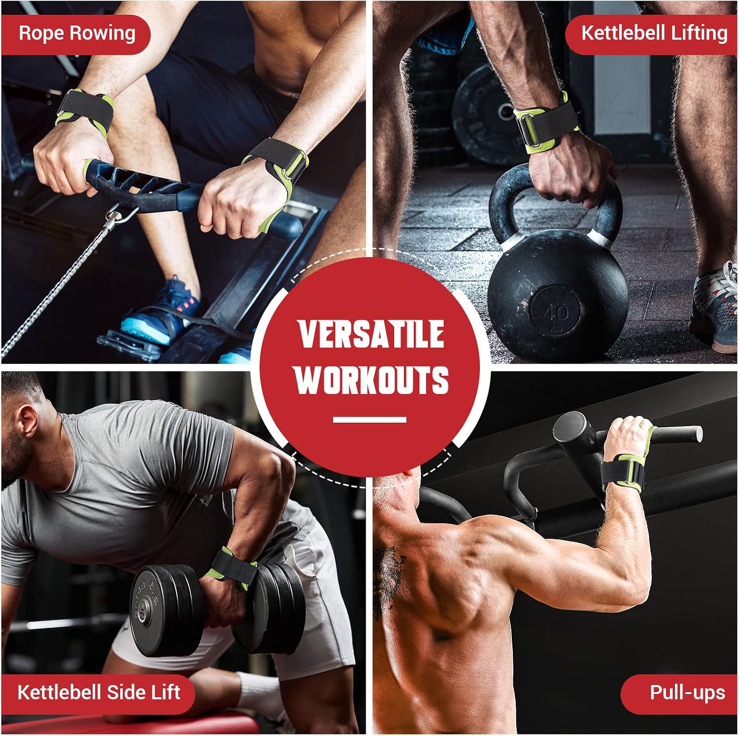 Thumbnail 6 de COFOF Double-Layer Leather Weightlifting Straps with Adjustable Neoprene Padding