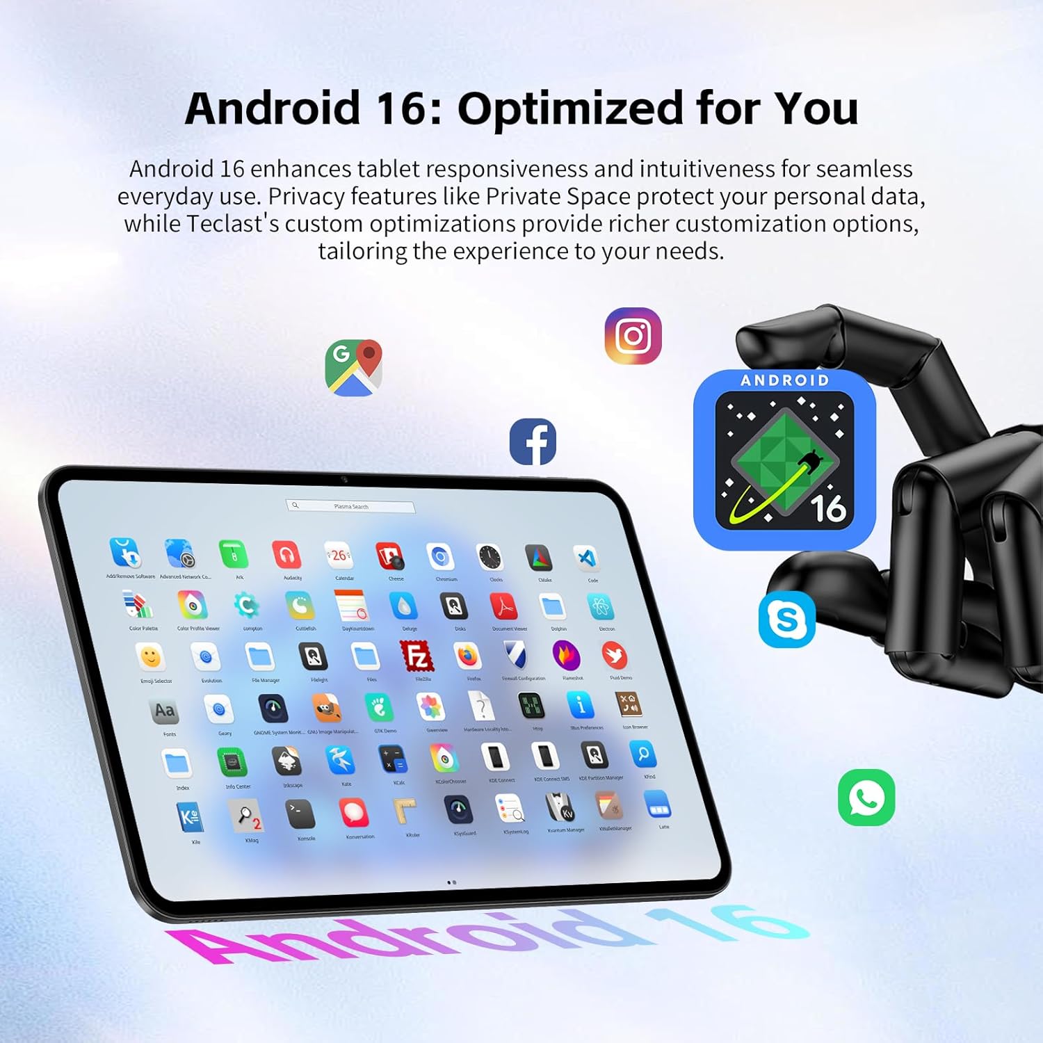 Detalle de TECLAST T65 13.4-inch Android 16 tablet with 4G LTE Dual SIM, 120Hz display and Widevine L1