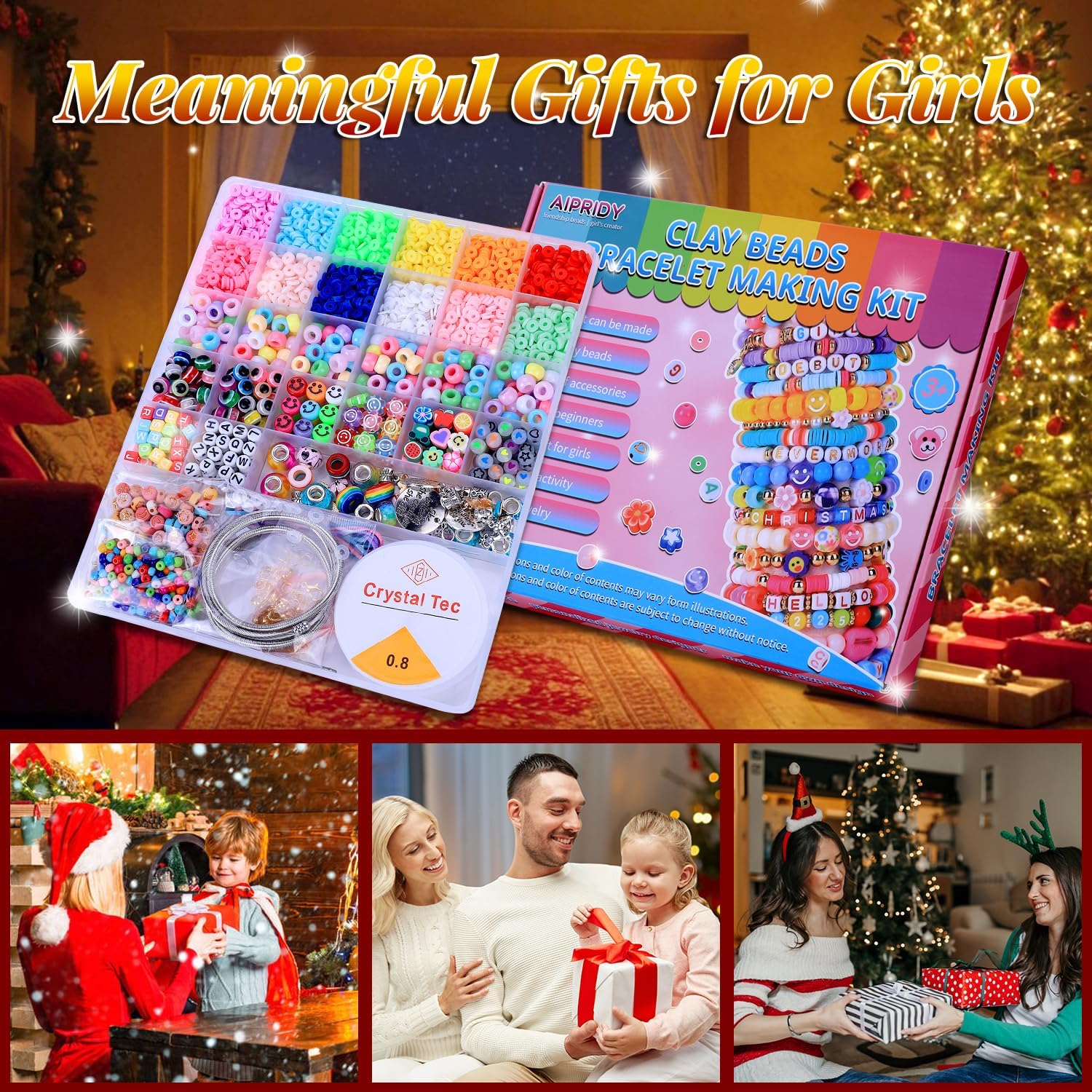 Detalle 2 de AIPRIDY 3600-Piece Girls Bracelet Making Kit (Unicorn/Mermaid Theme) DIY Jewelry Crafts