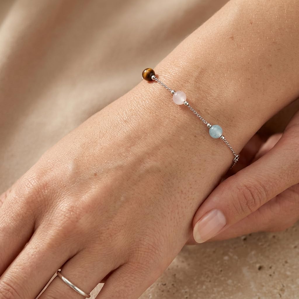 Detalle de Engelsrufer Damen Armband aus Sterling Silver mit Kraftsteinen – verstellbar 17–19 cm